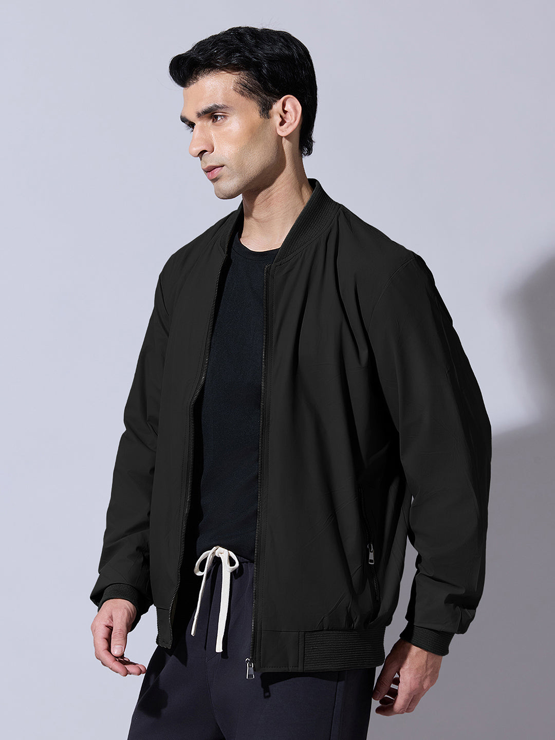 Men's Black Lightweight Zip-up Jacket