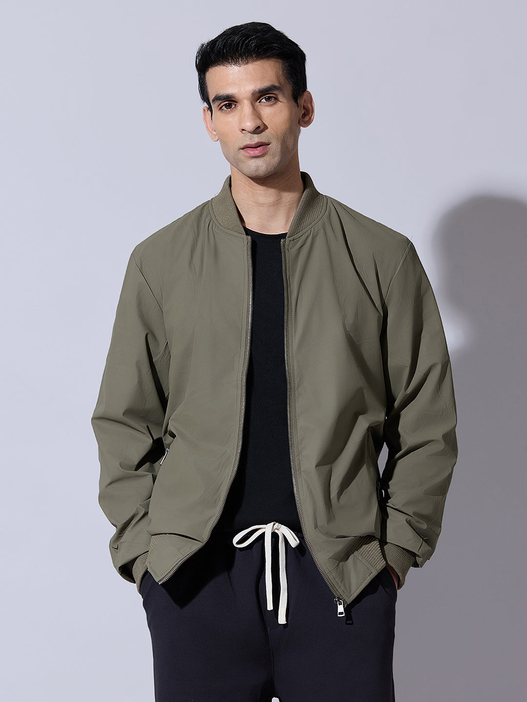 Men's Olive Lightweight Zip-up Jacket