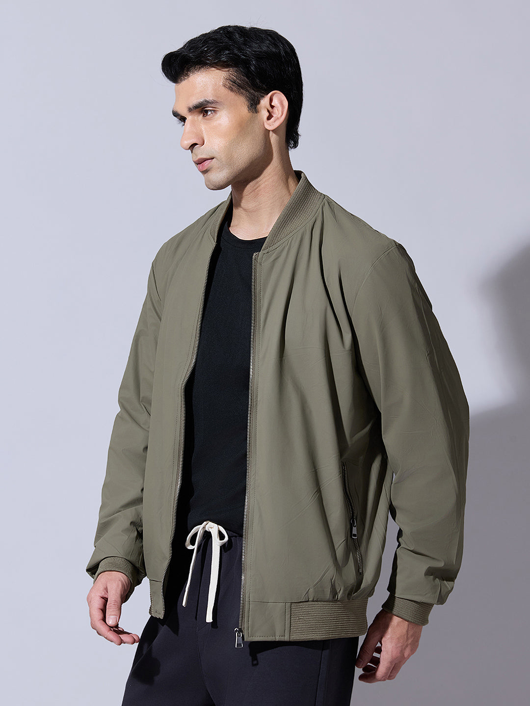 Men's Olive Lightweight Zip-up Jacket