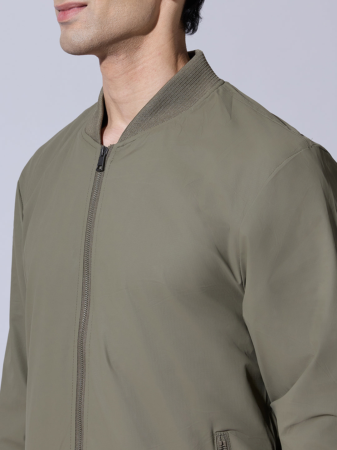 Men's Olive Lightweight Zip-up Jacket