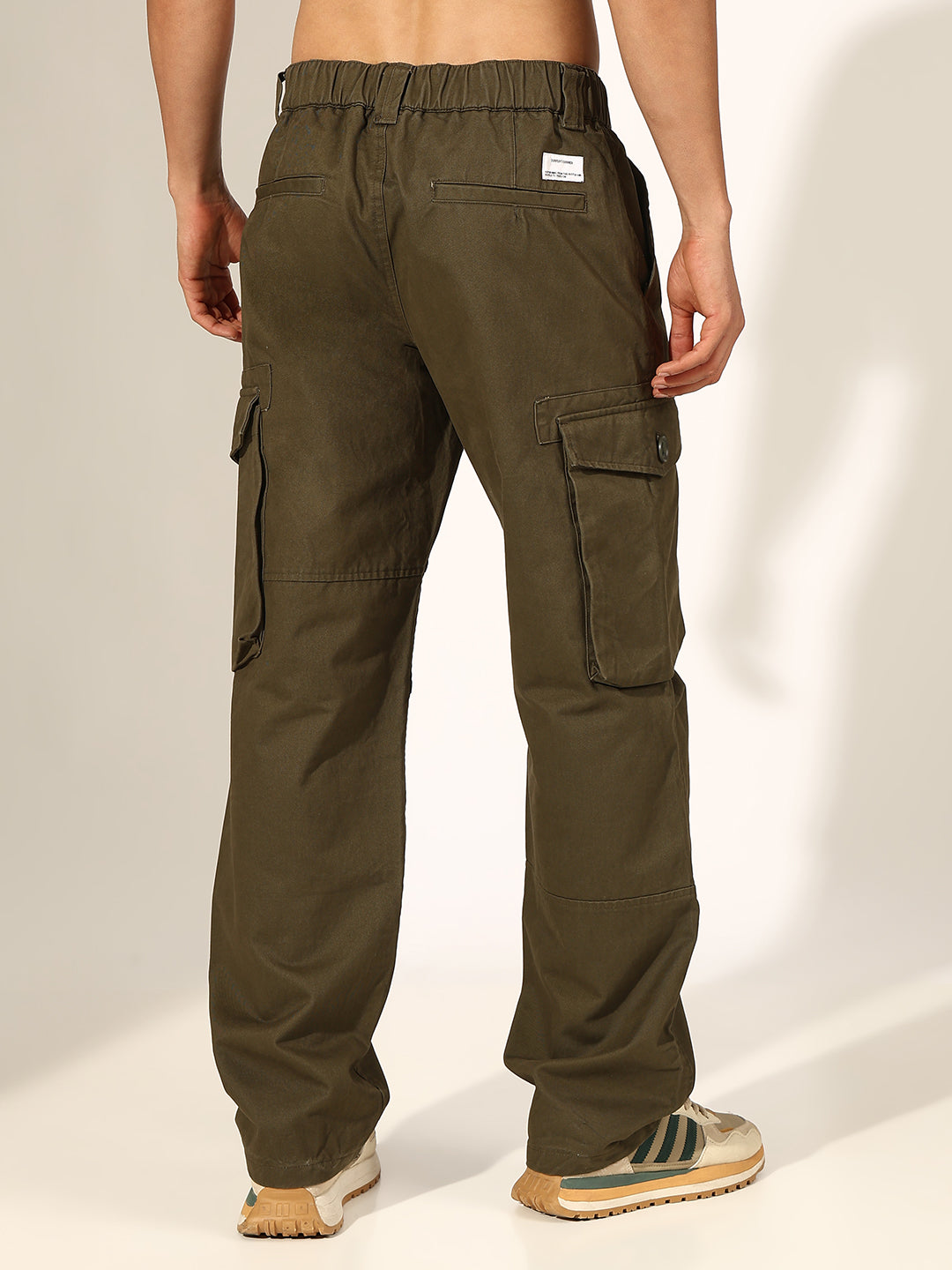 Men's Olive Cargo Trouser with Adjustable Waist