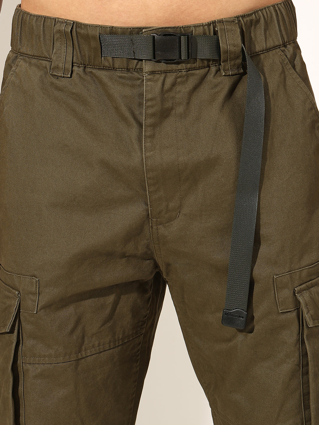 Men's Olive Cargo Trouser with Adjustable Waist