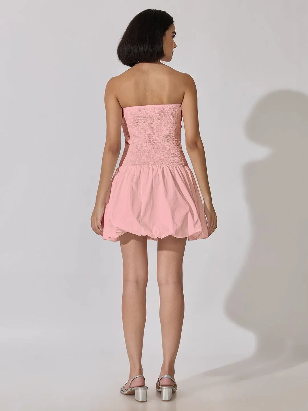Women's Pink Smocked Strapless Fit-and-Flare Mini Dress - from SHOWOFFFF