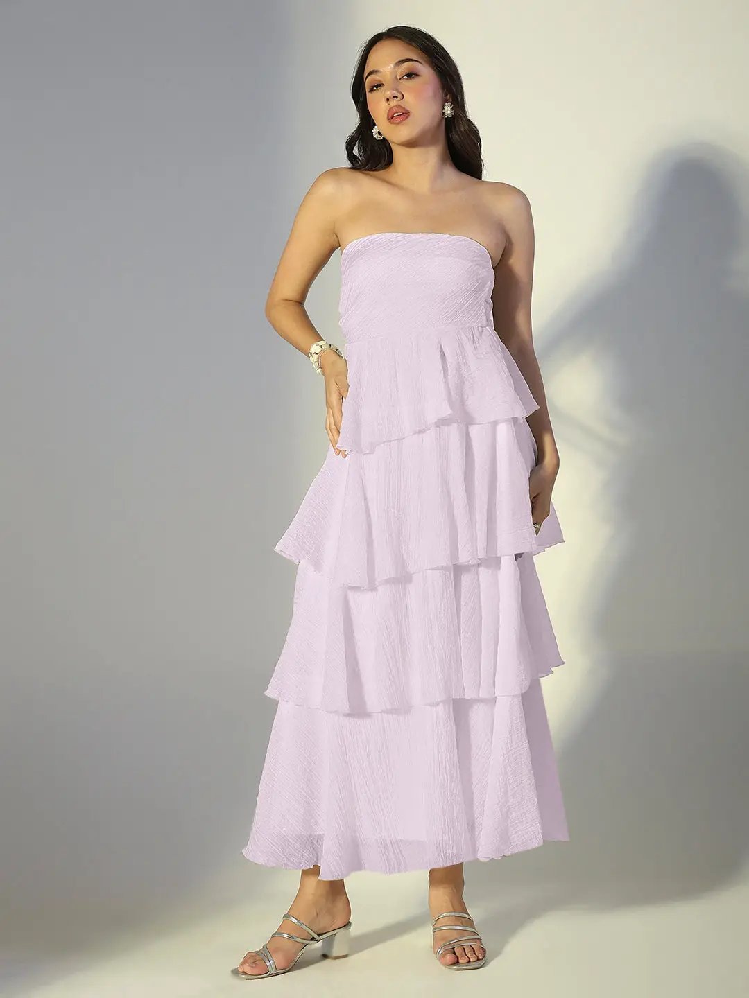 Women's Purple Solid A-Line Dress With Drape Over