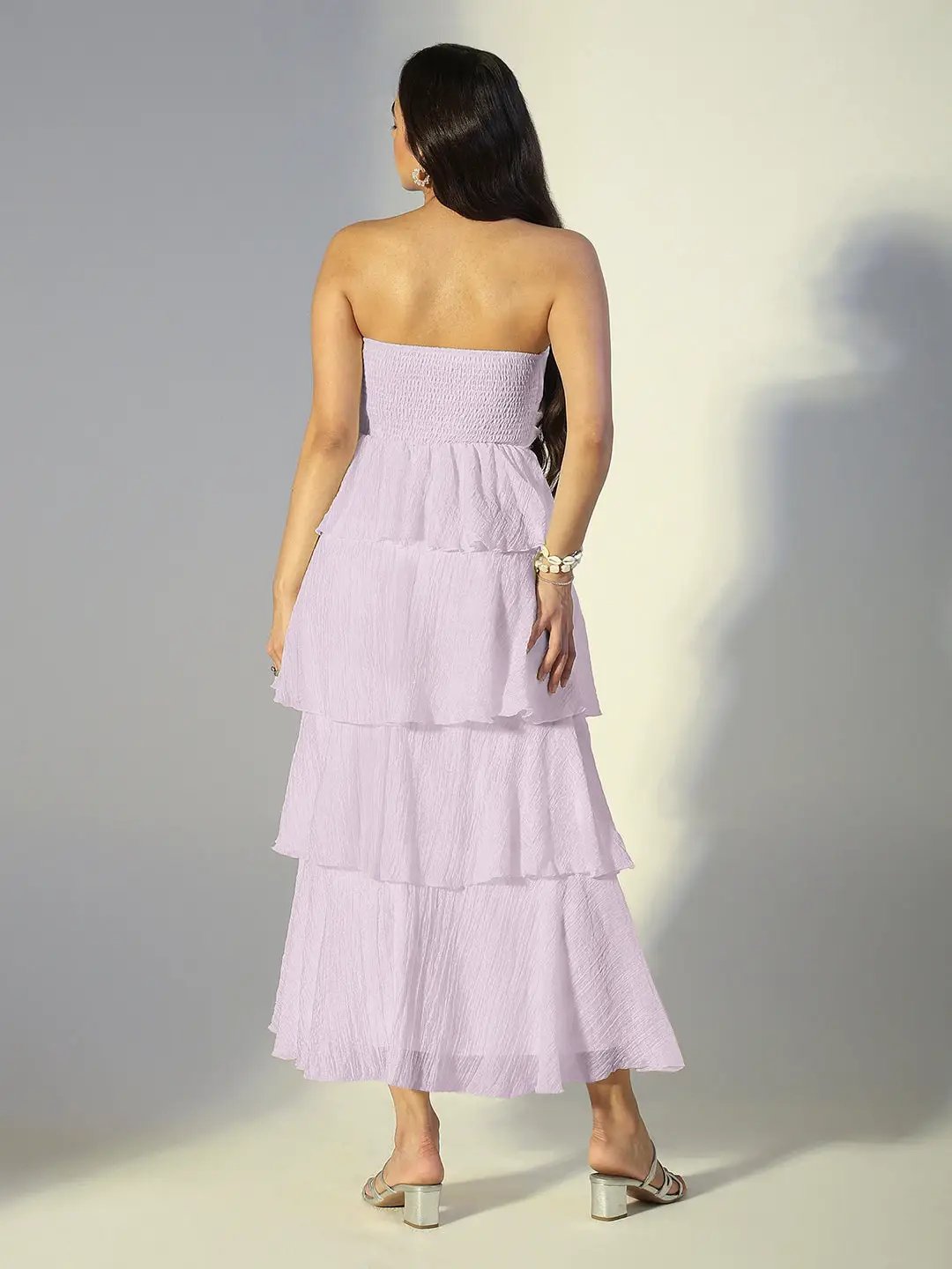 Women's Purple Solid A-Line Dress With Drape Over