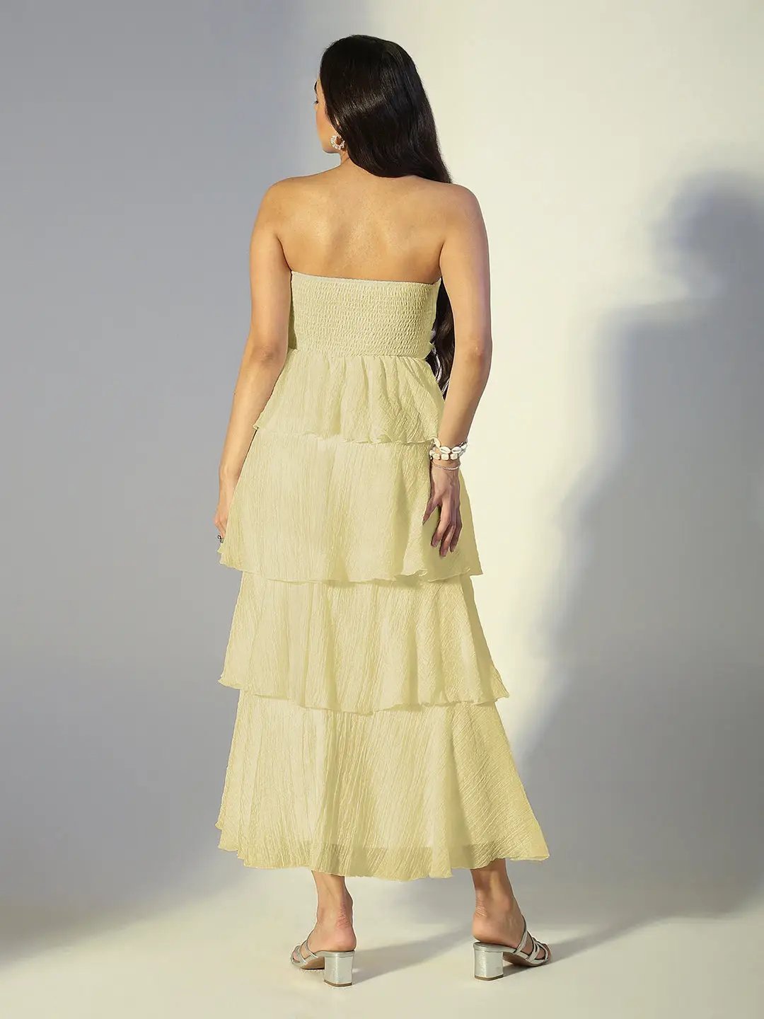Women's Yellow Solid A-Line Dress With Drape Over