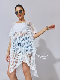 Women's Crochet White Open Knit Top