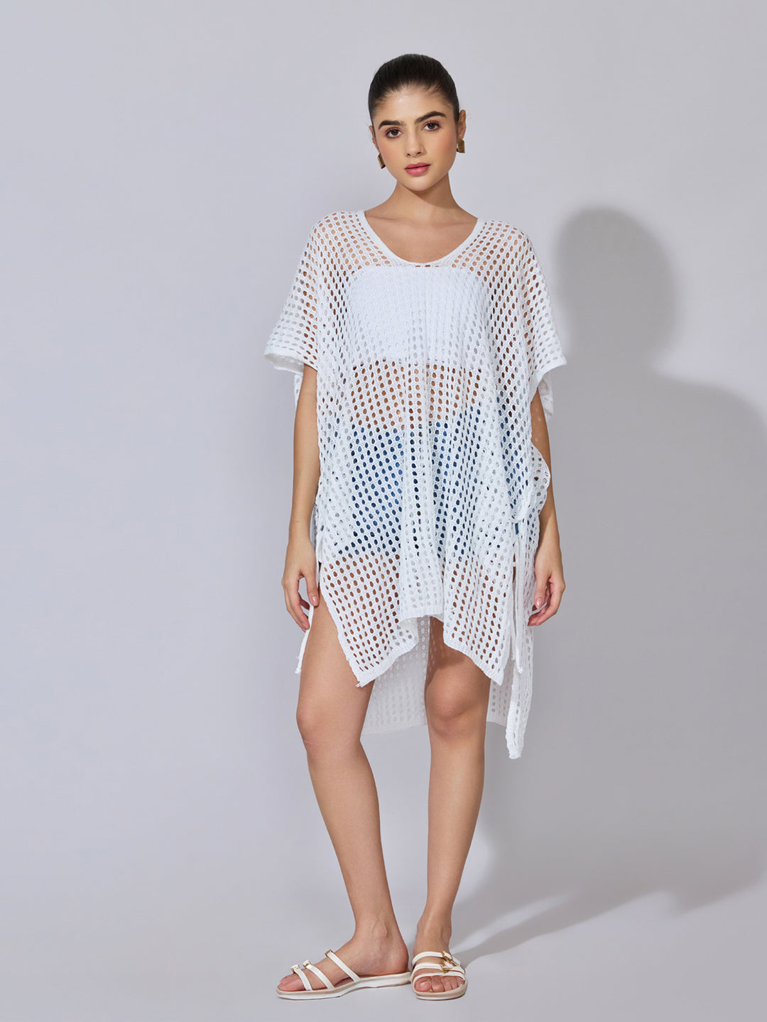 Women's Crochet White Open Knit Top