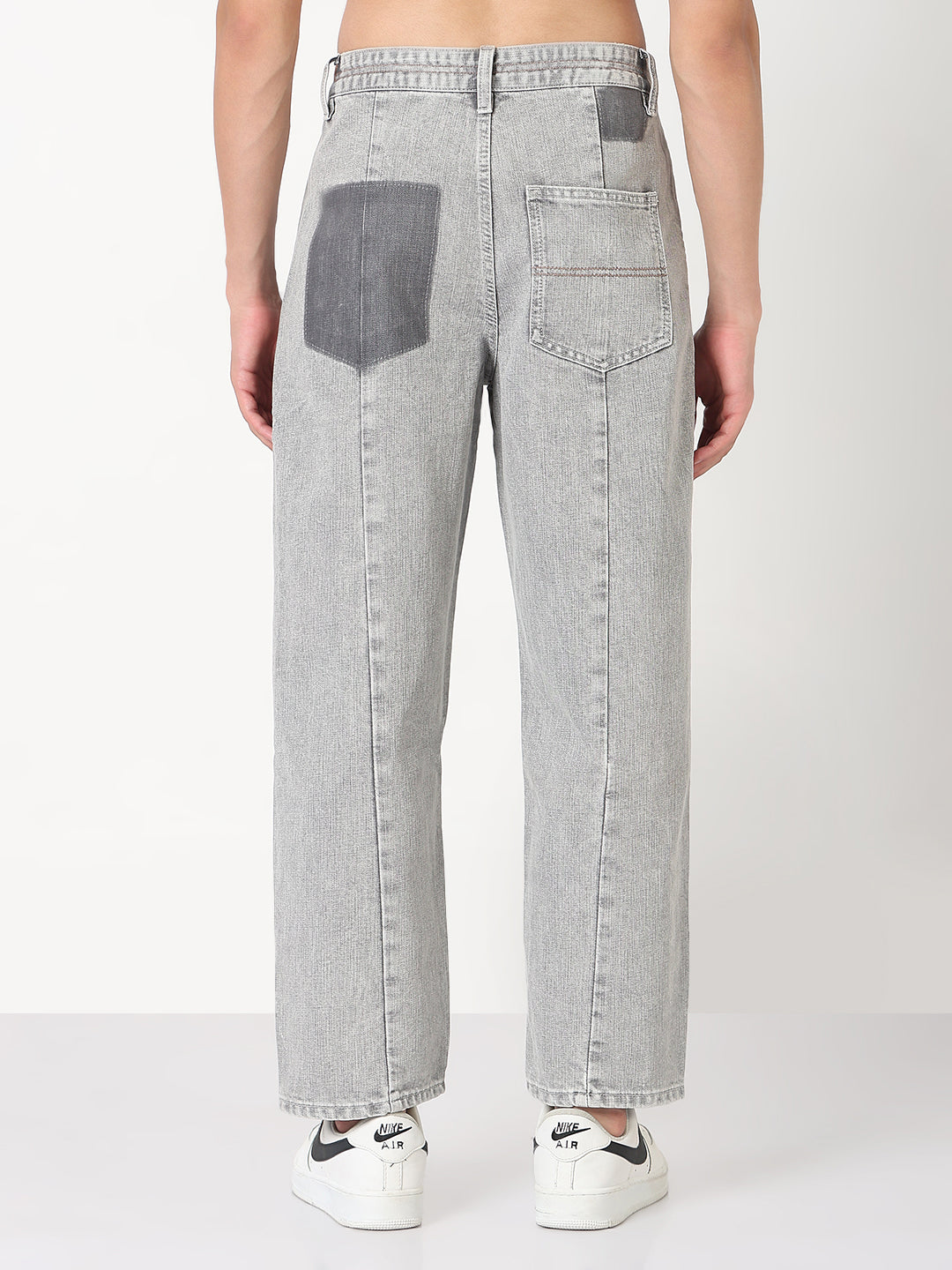 Men's Grey Washed Straight Fit Jeans