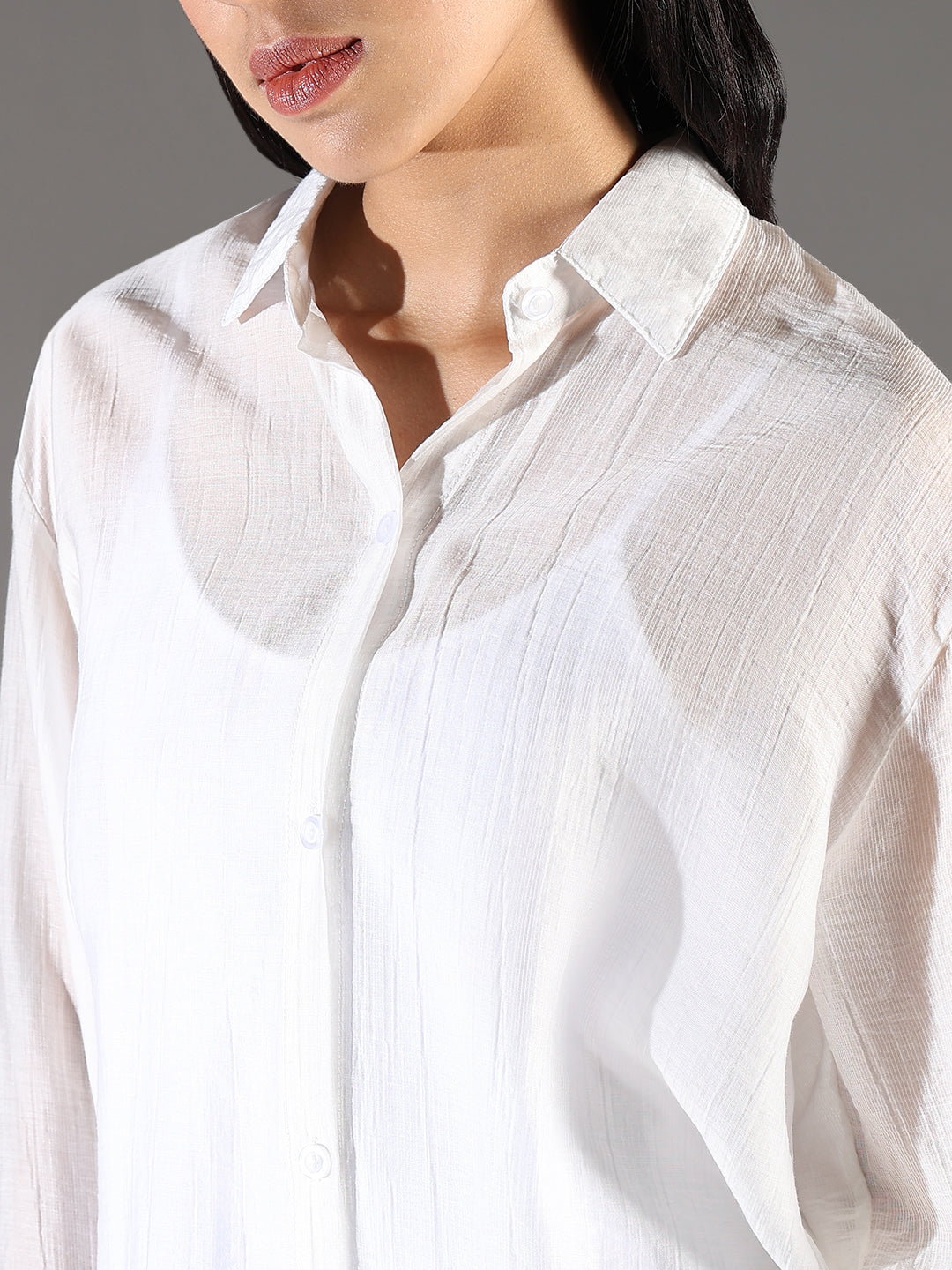 Women White Solid Shirt Dress