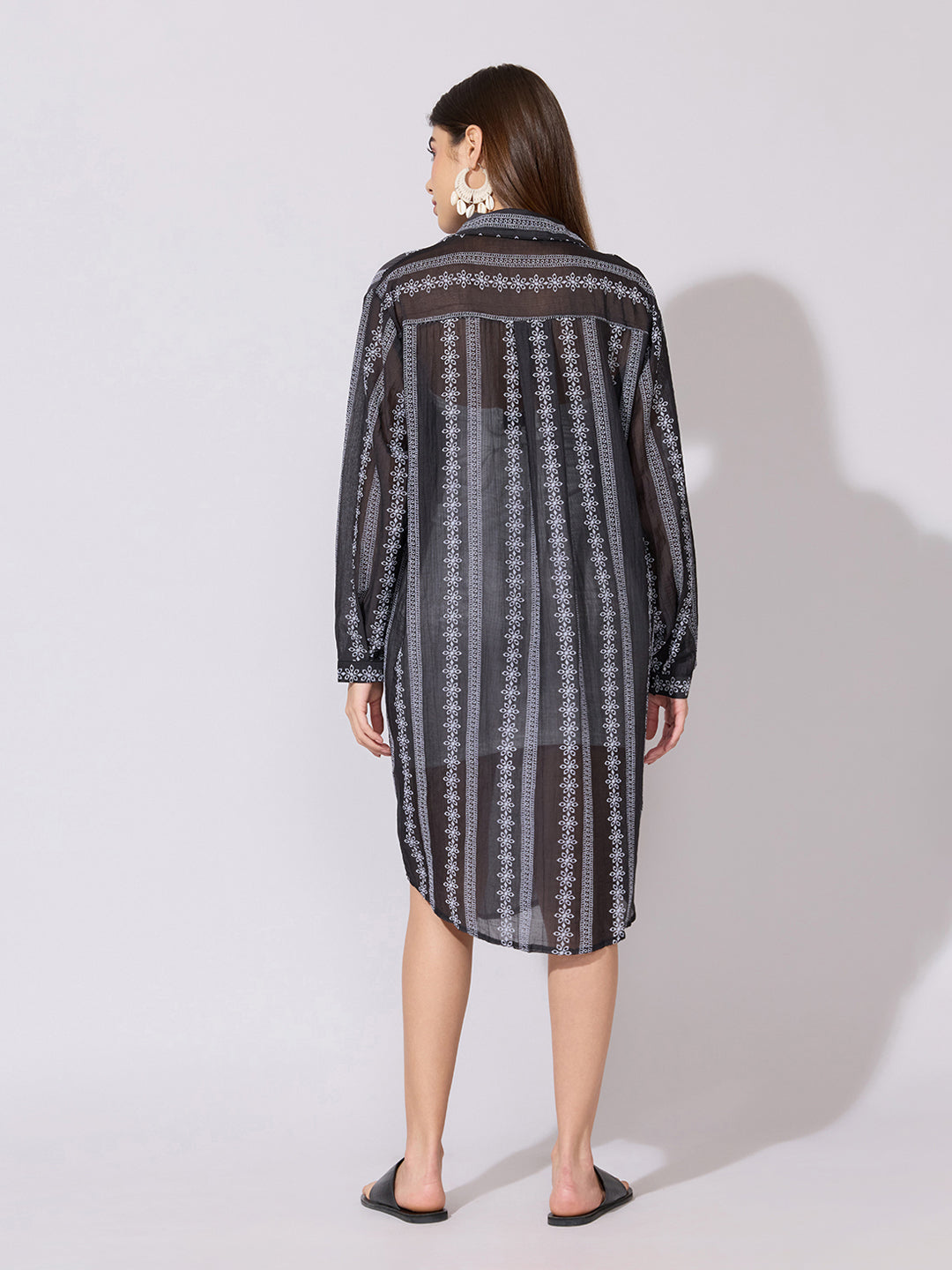 Women's Striped Black Shirt Dress