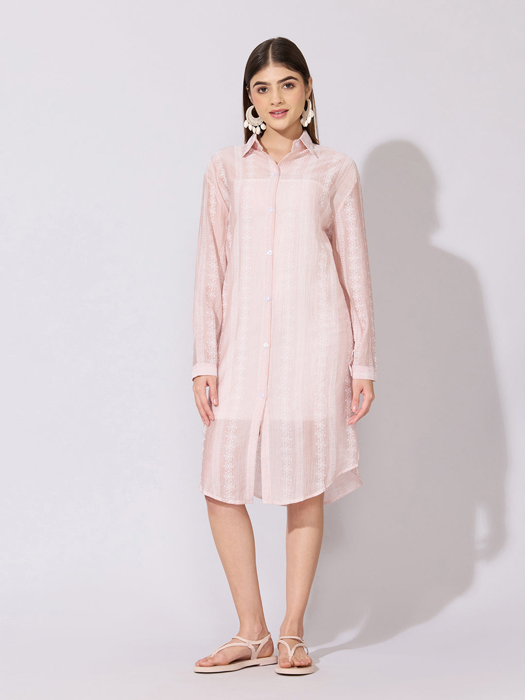 Women's Striped Pink Shirt Dress