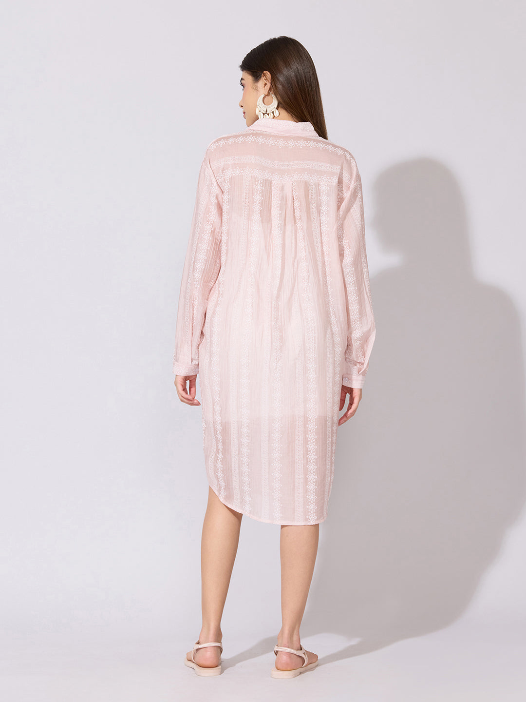 Women's Striped Pink Shirt Dress