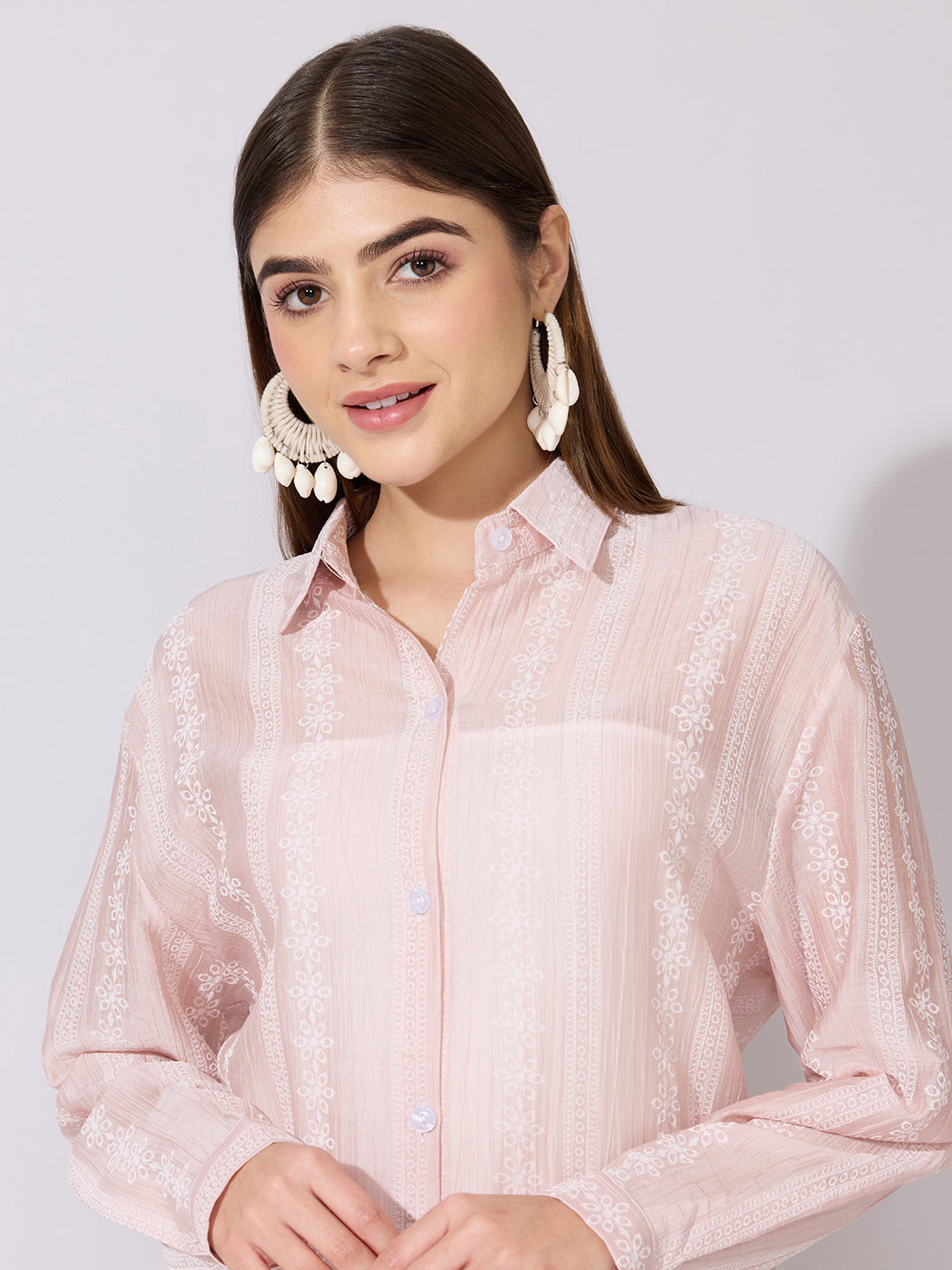 Women's Striped Pink Shirt Dress