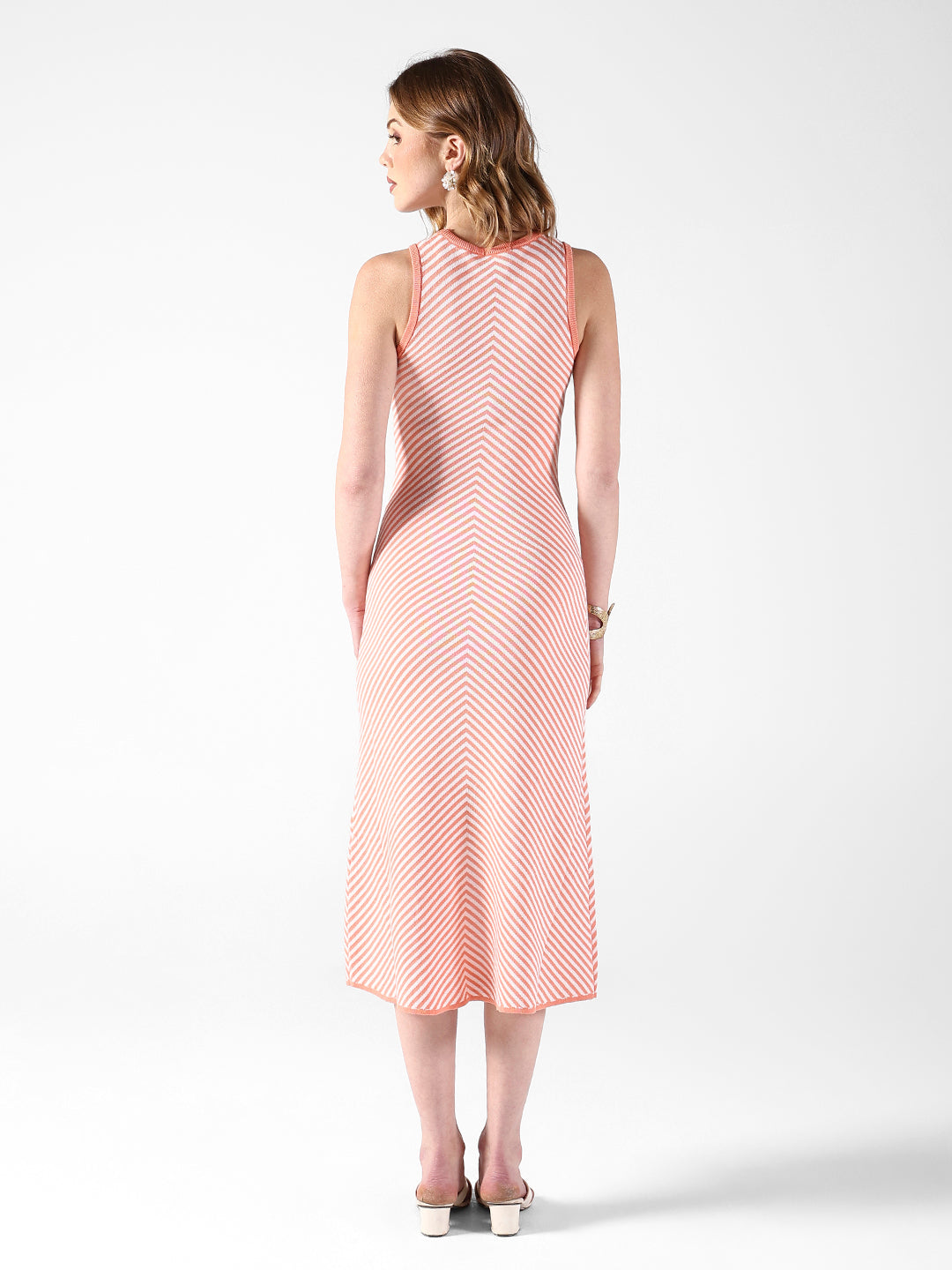 Women's Striped Peach Bodycon Dress