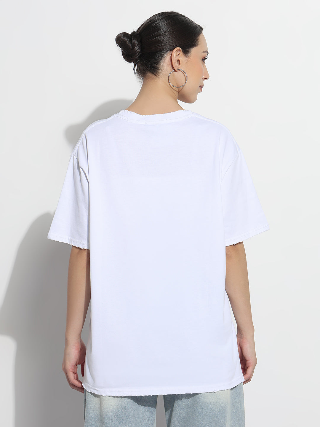 Women's Graphic Print White Relaxed Fit T-Shirt