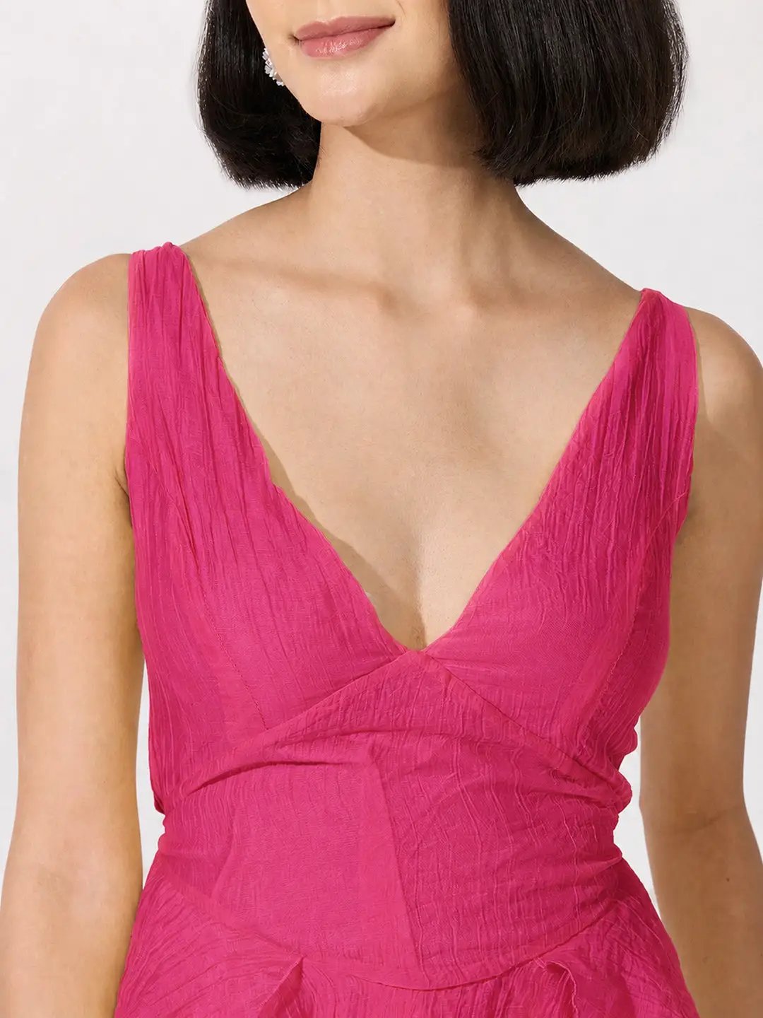 Women's Pink Shoulder Strap Mini Dress with Ruffle Detail - from SHOWOFFFF