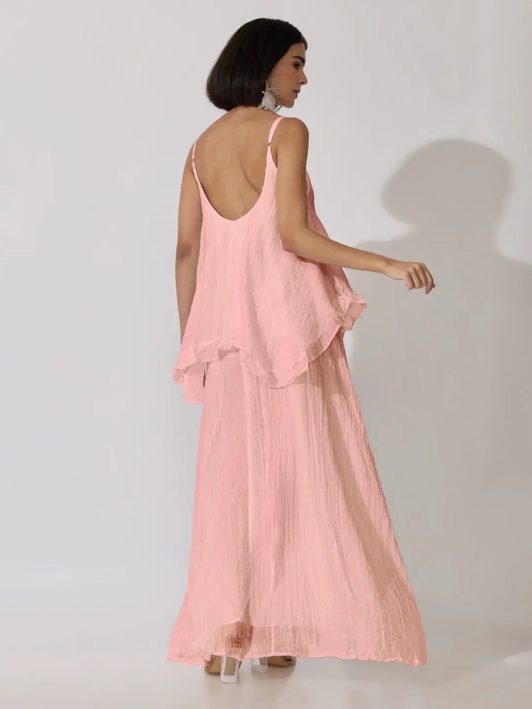Women's Pink Shoulder Strap Layered Maxi Dress - from SHOWOFFFF
