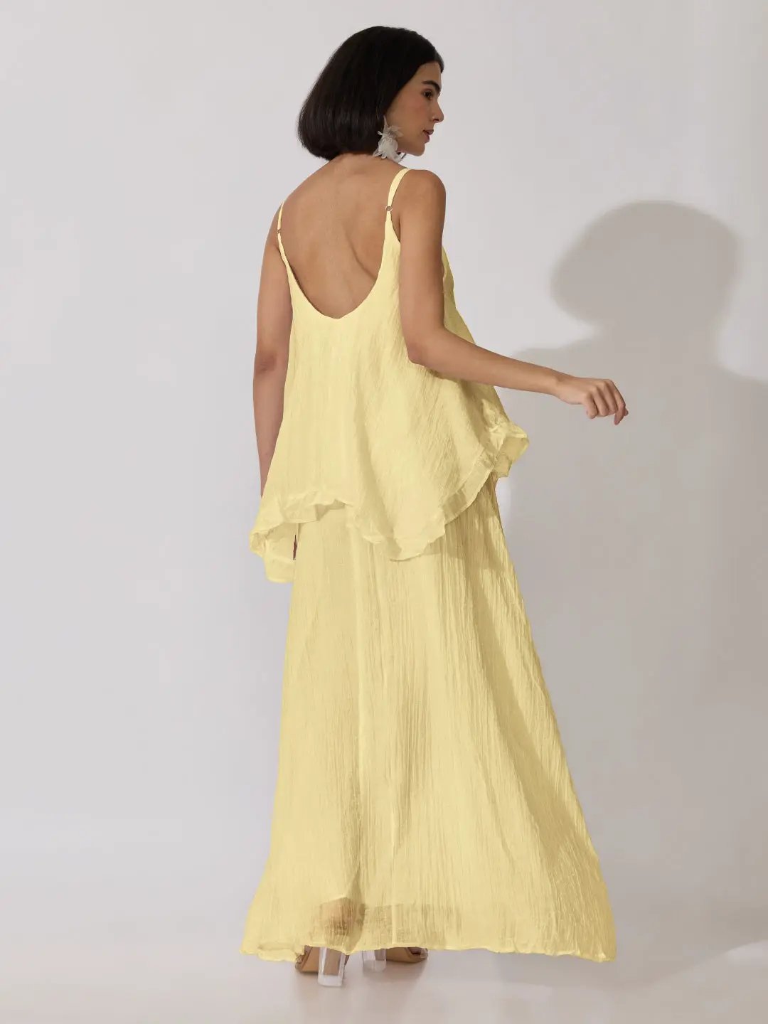 Women's Yellow Shoulder Strap Layered Maxi Dress - from SHOWOFFFF