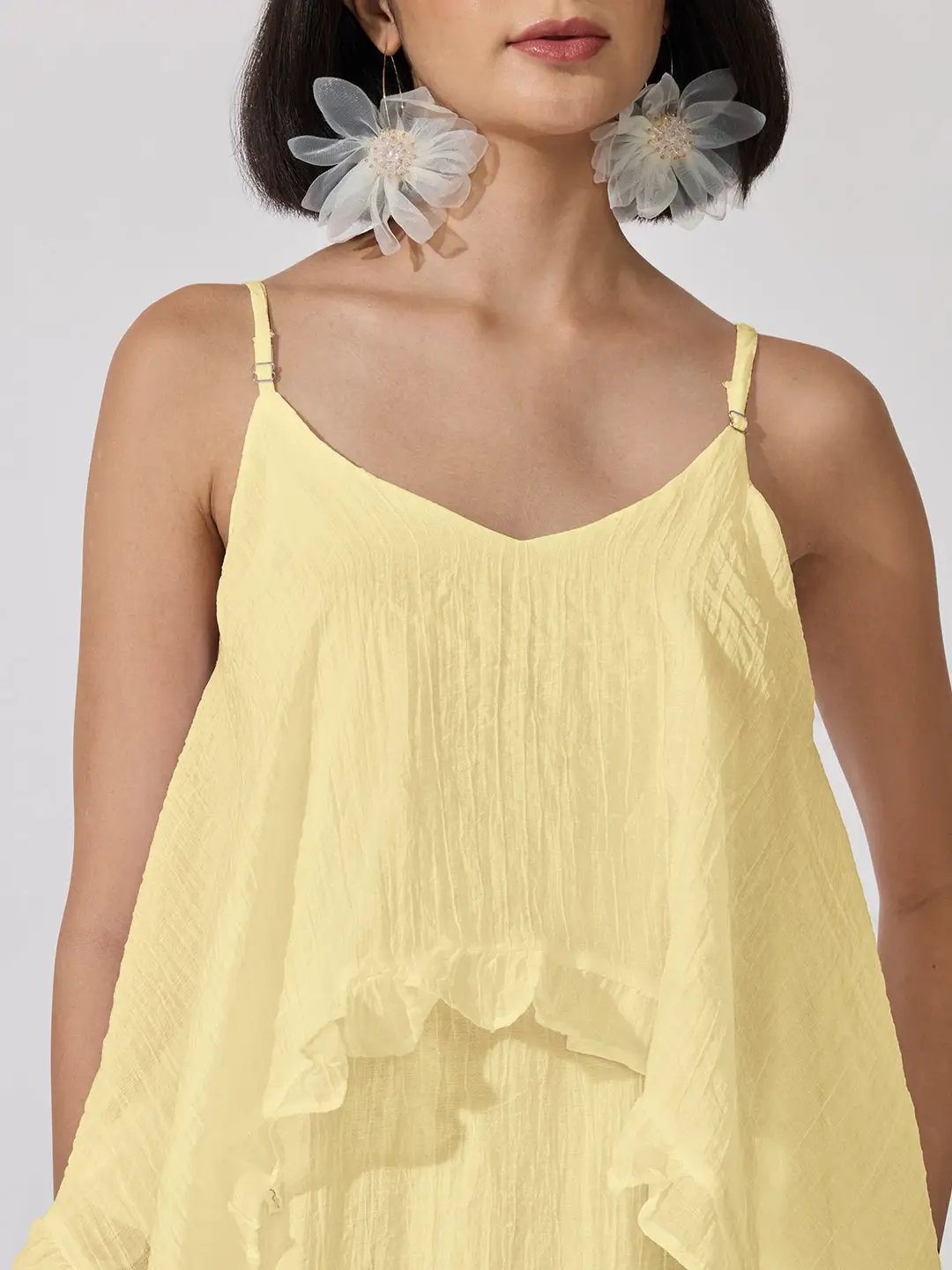 Women's Yellow Shoulder Strap Layered Maxi Dress - from SHOWOFFFF