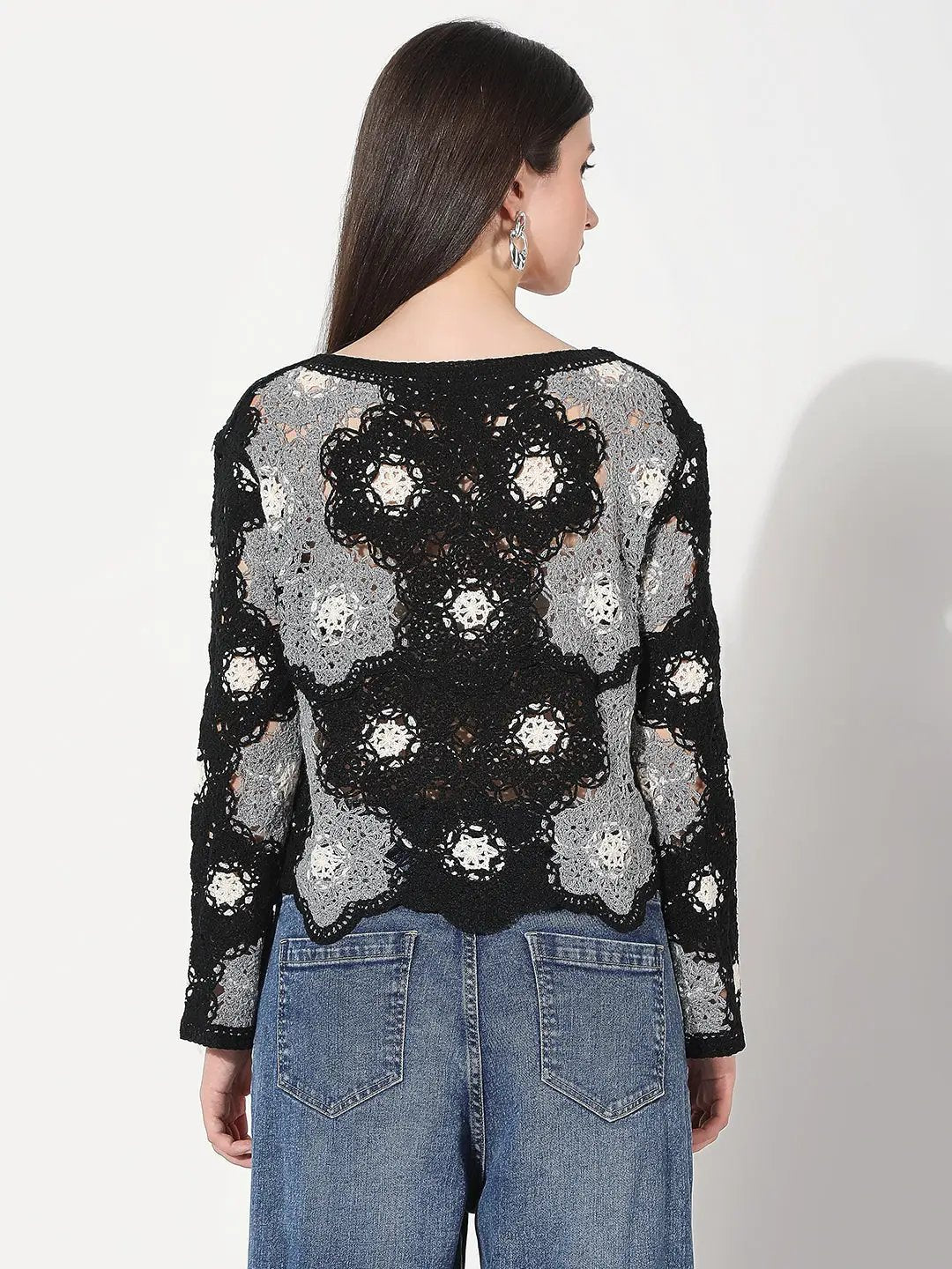 Women's Floral Black Crochet Top - from SHOWOFFFF