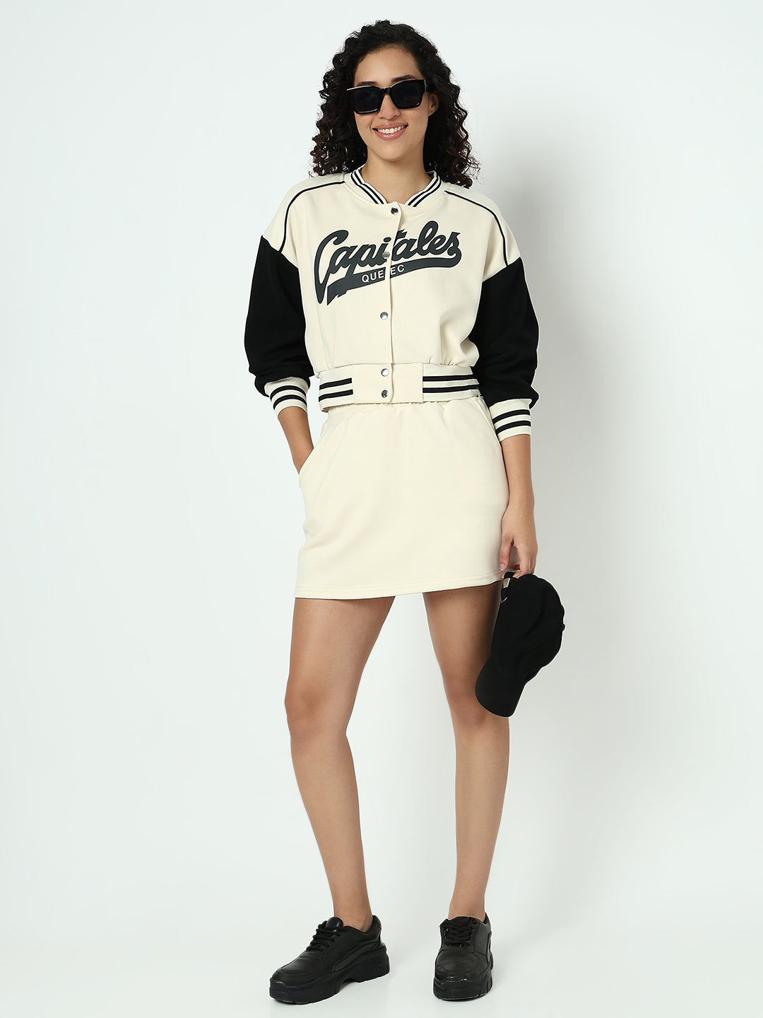 Women's Cream Varsity Jacket with Skort Co-ord Set