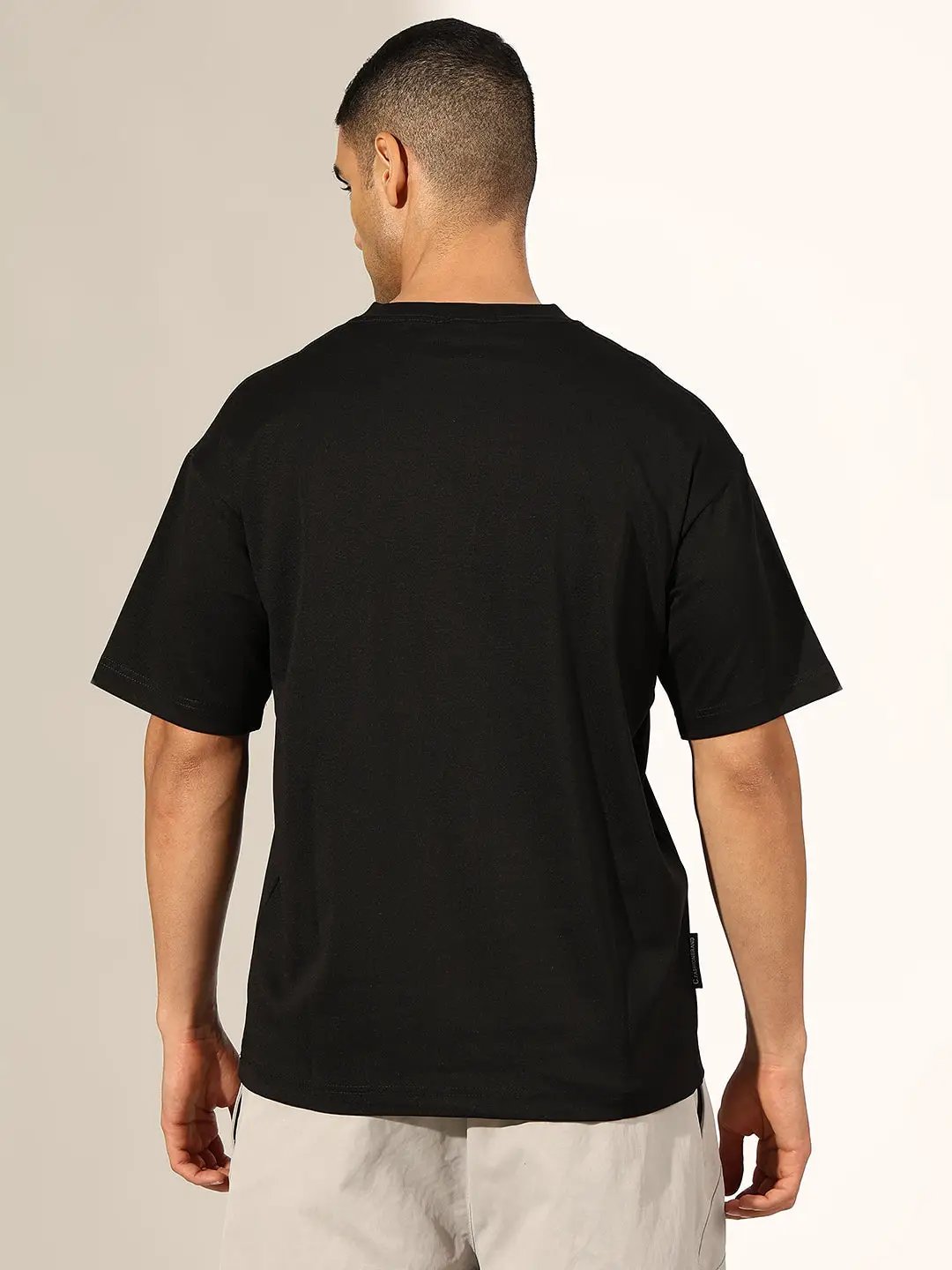 Men's Embroidered Black Relaxed Fit T-Shirt - from SHOWOFFFF