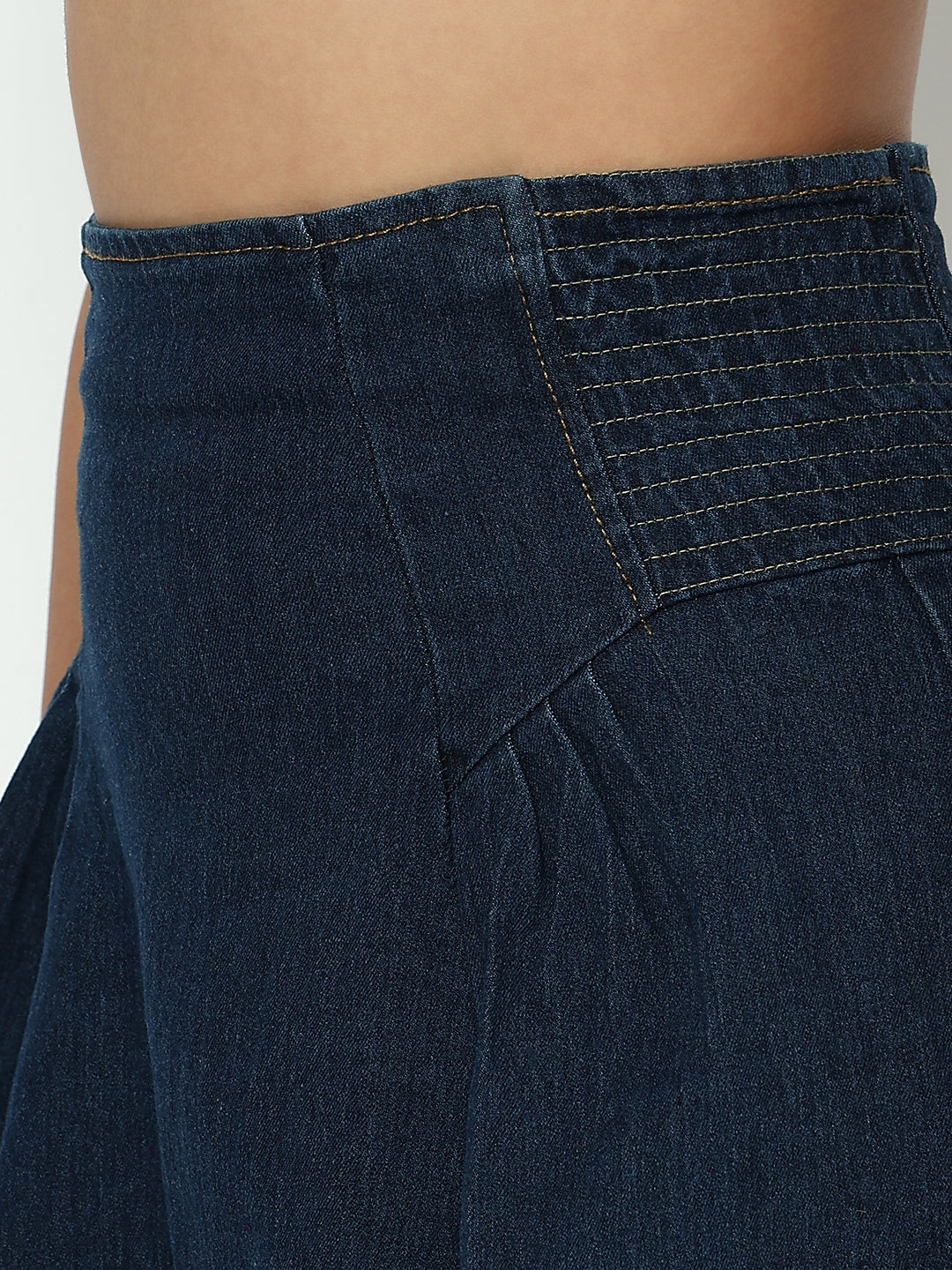 Women's Blue Denim Tube Top and Mini Skirt Co-ord Set