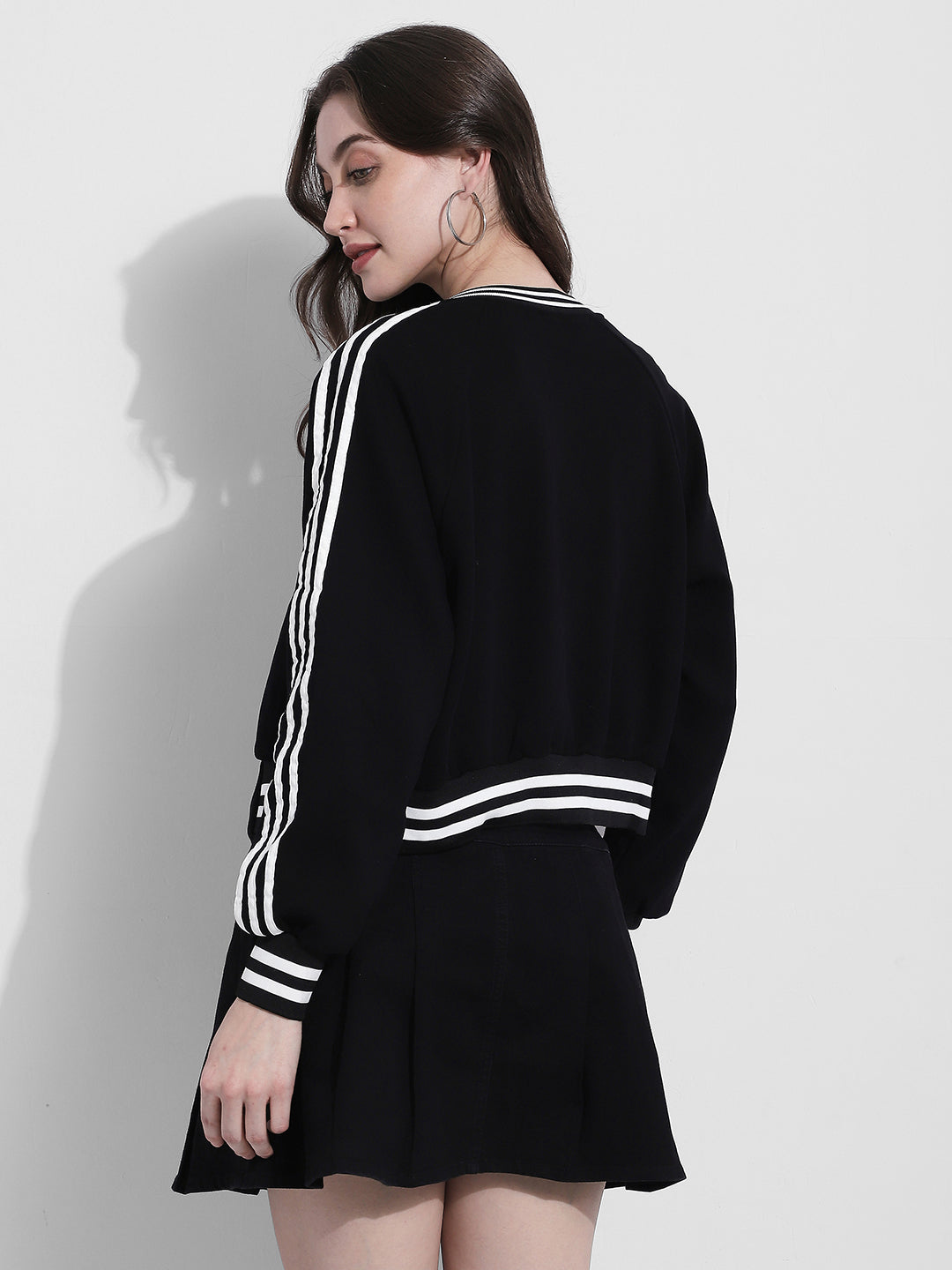 Women's Graphic Print Black Varsity Jacket