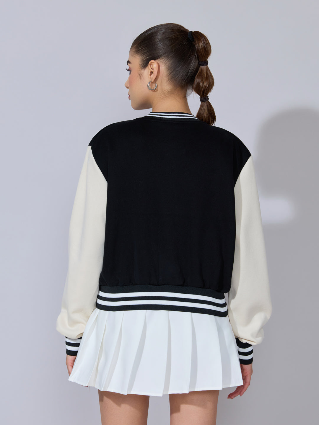 Women's Typography Black Varsity Jacket