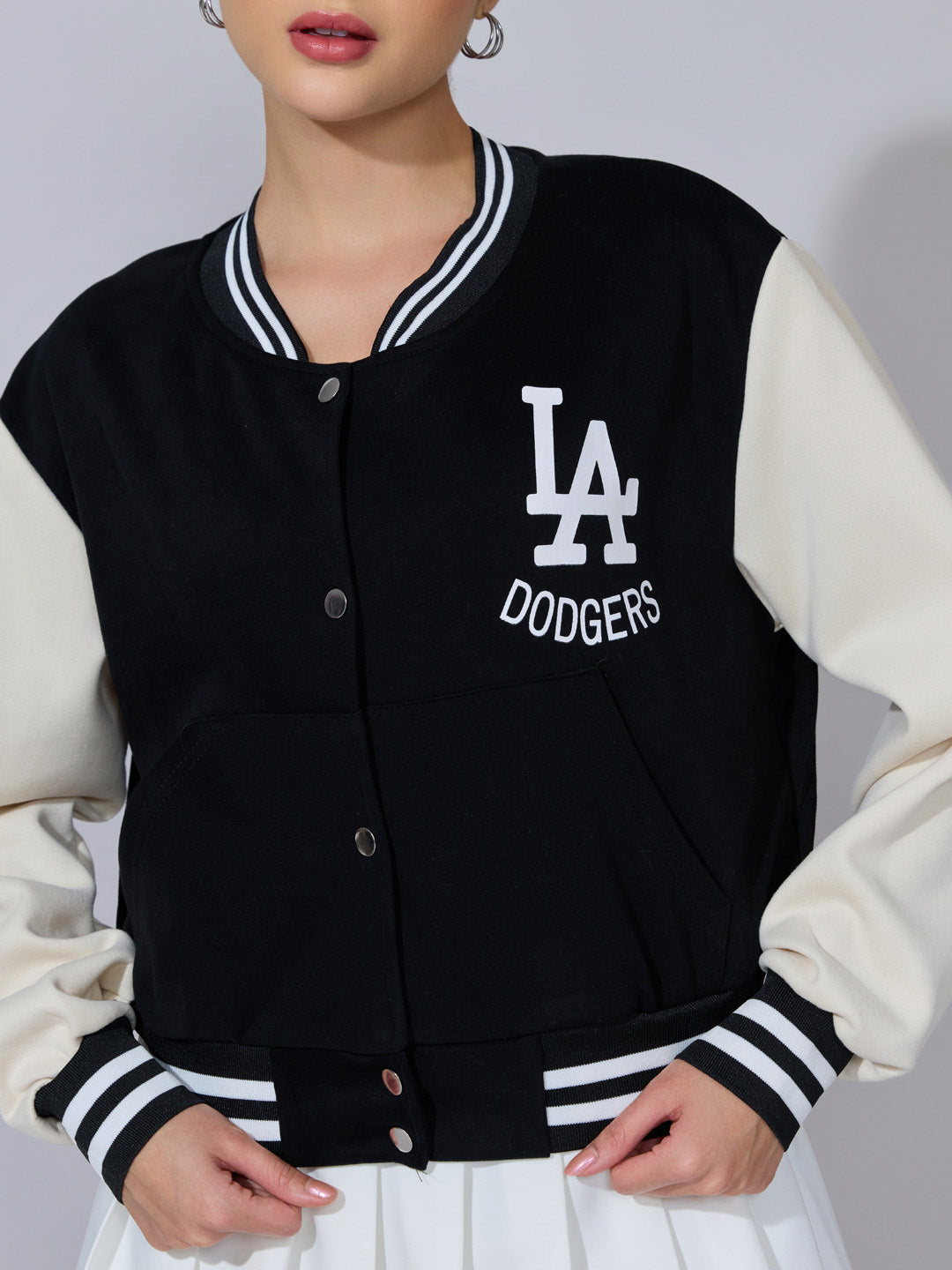 Women's Typography Black Varsity Jacket