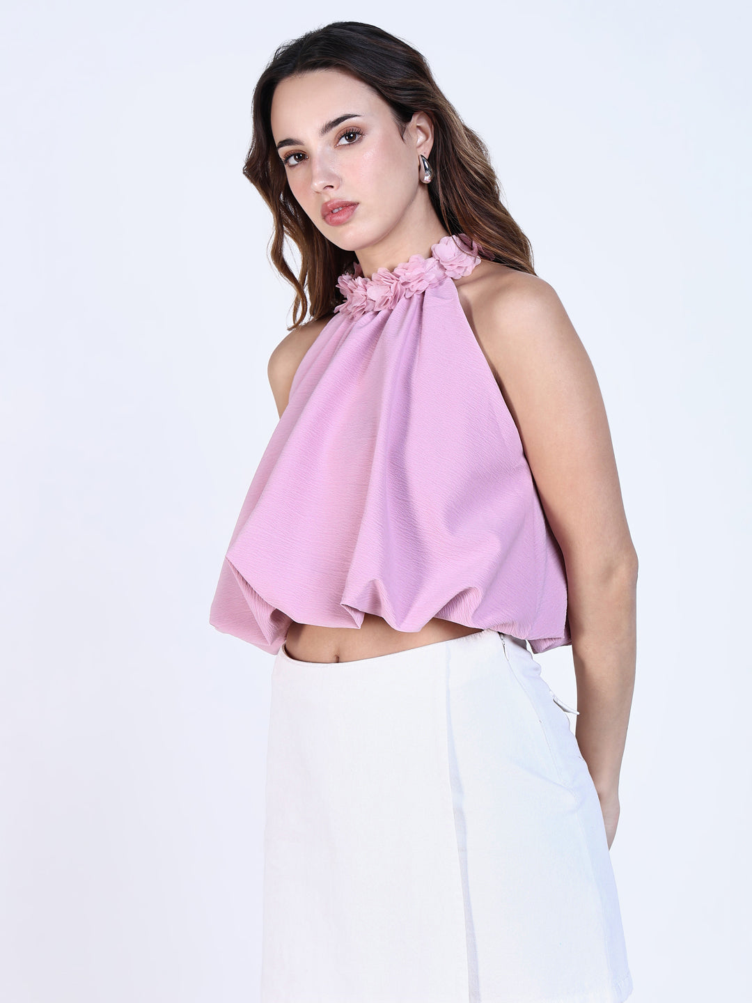 Women Solid Pink Top