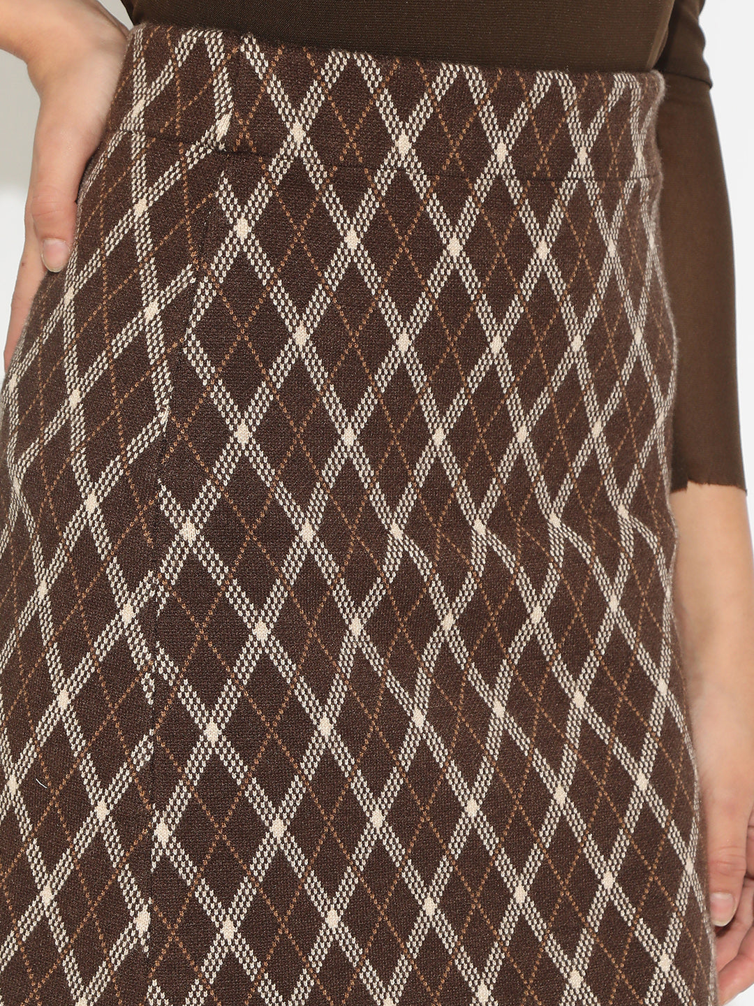 Women's Geometric Brown Mini Skirt