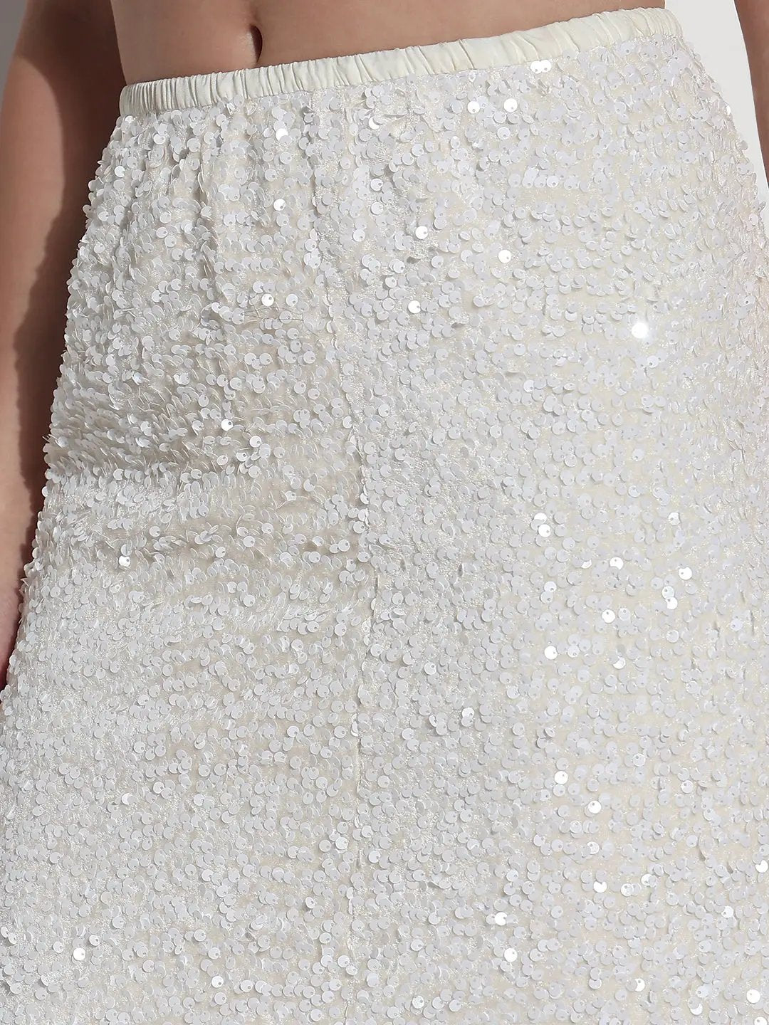 Women's Embellished White Velvet A-Line Maxi Skirt - from SHOWOFFFF