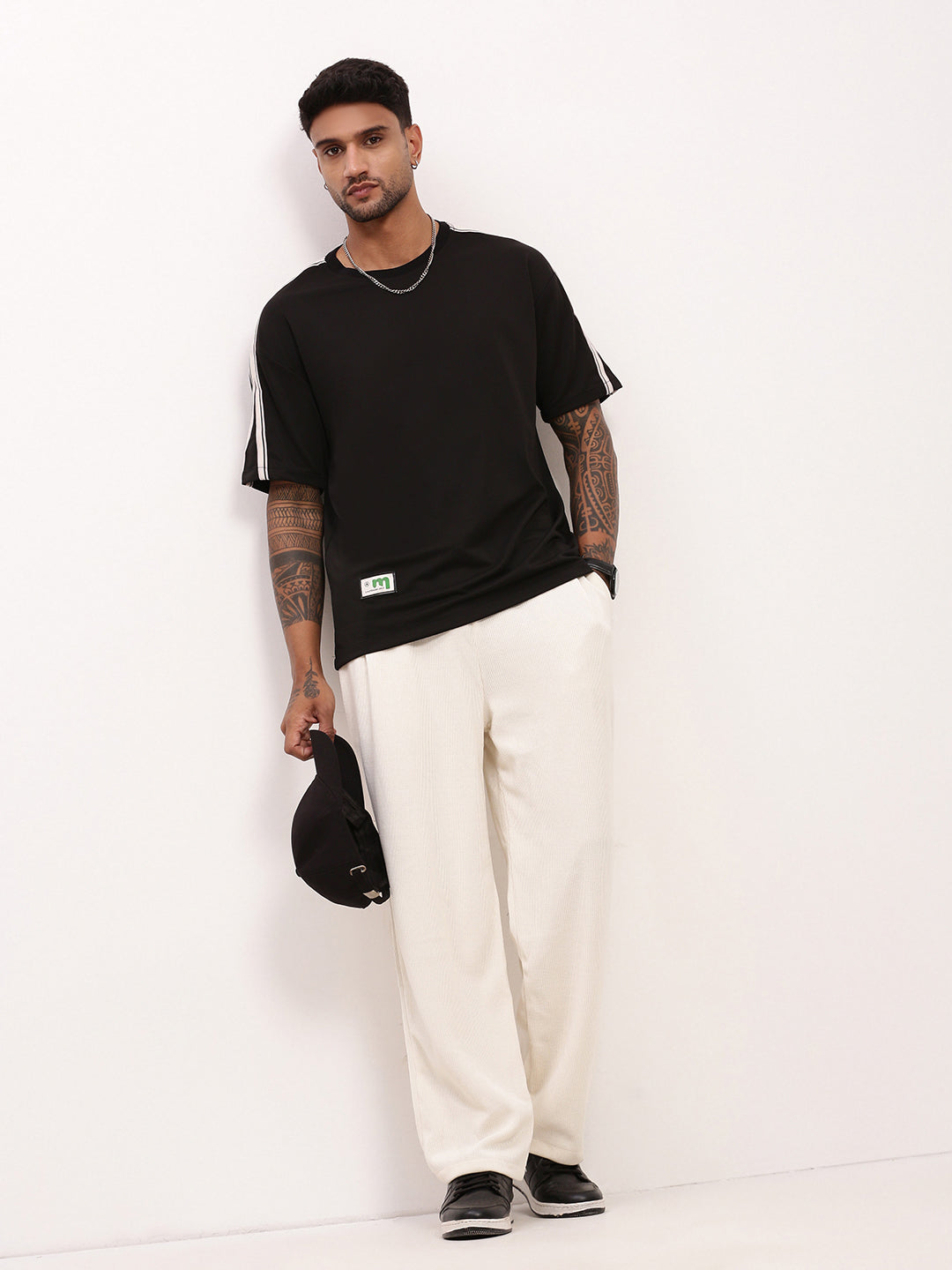 Men Cream Solid Straight Fit Trousers