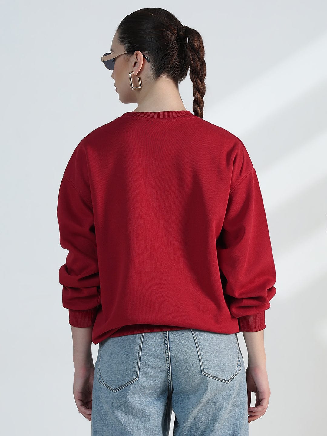 Women's Graphic Red Oversized Sweatshirt