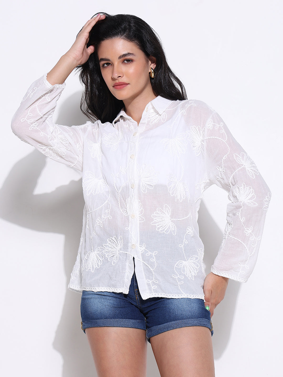 Women Solid White Shirt