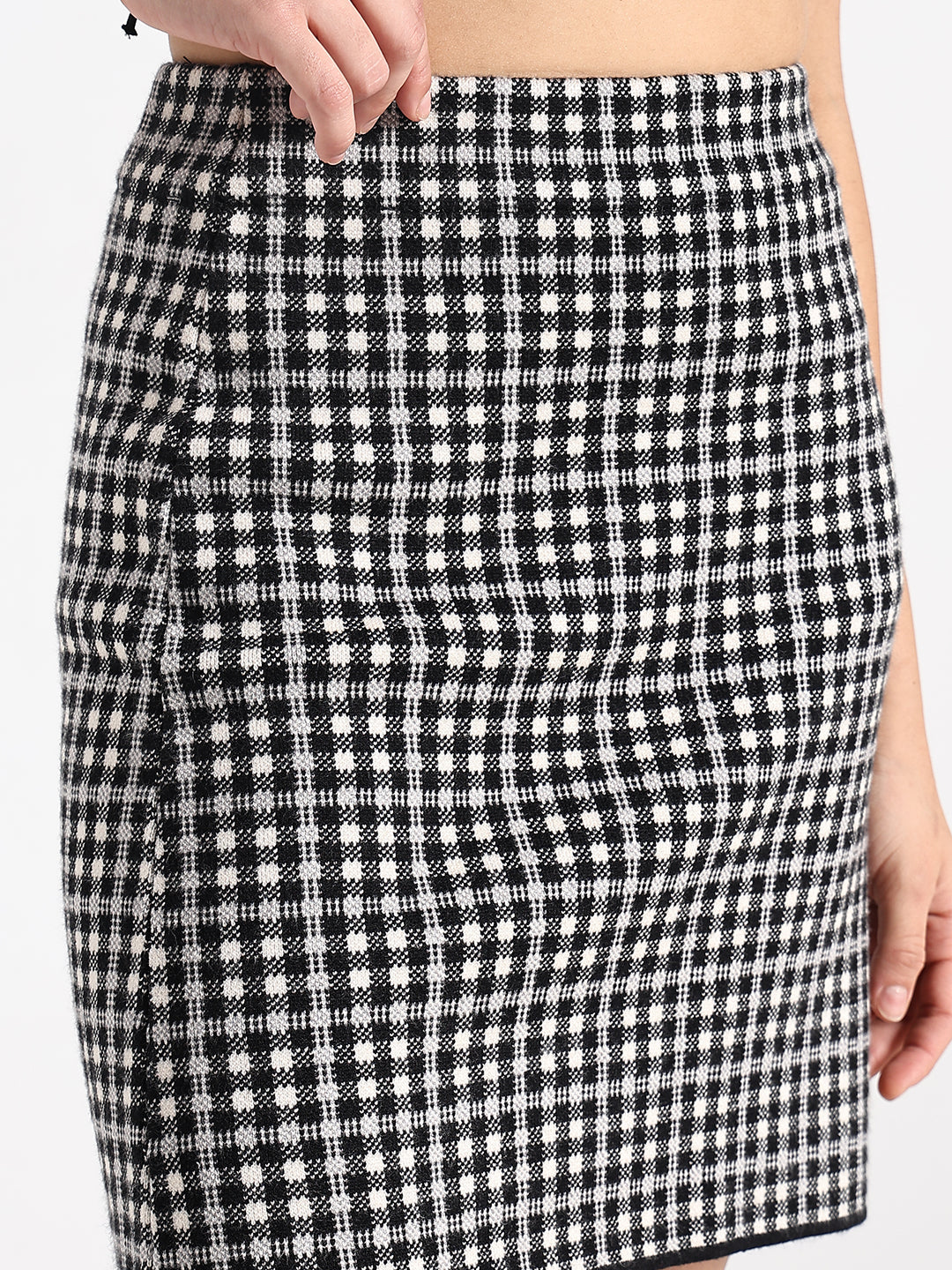 Women's Black Checked Mini Skirt