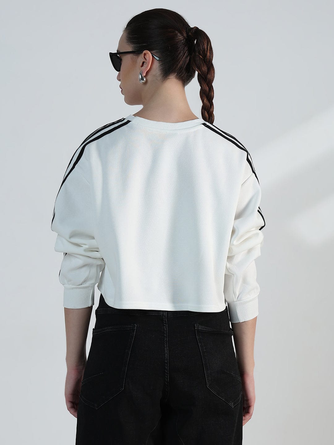 Women's White Motorsport Oversized Crop Sweatshirt