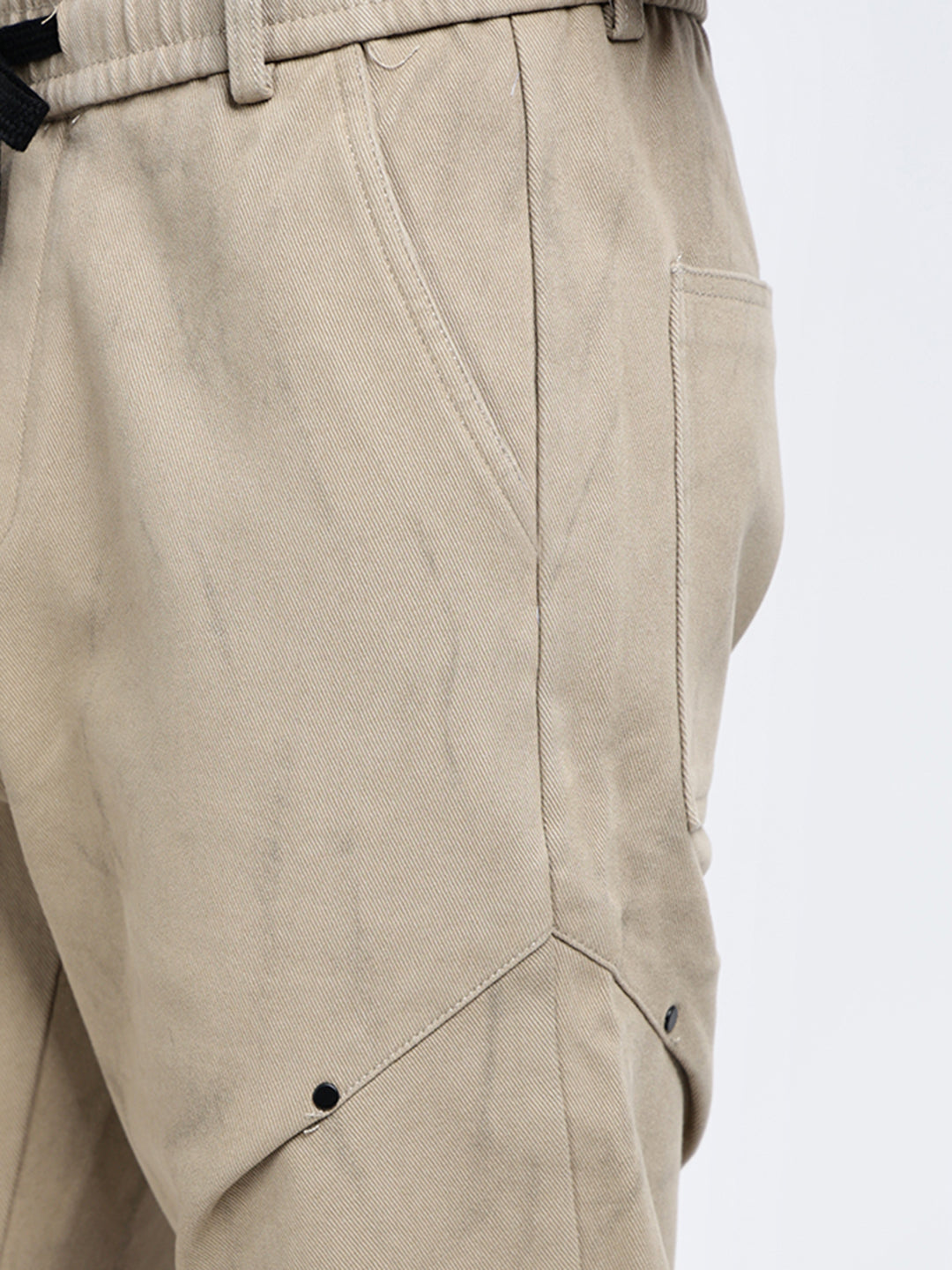 Men's Beige Relaxed Fit Elasticated Waist with Drawstring Jeans