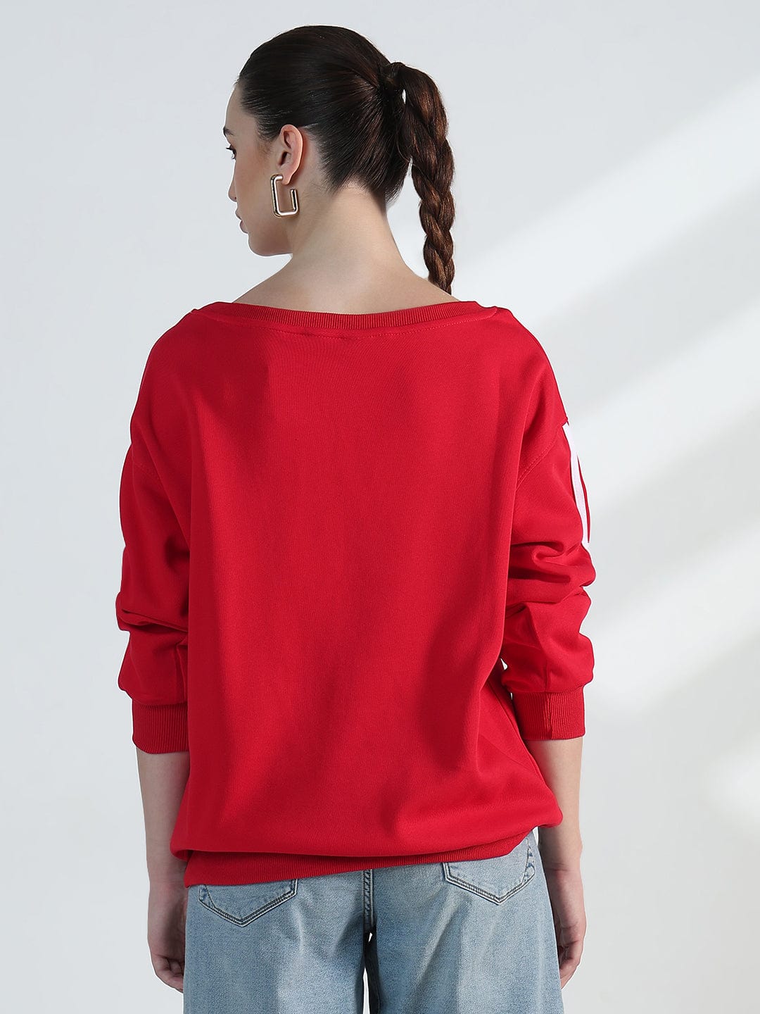 Women's Typography Red Oversized Sweatshirt