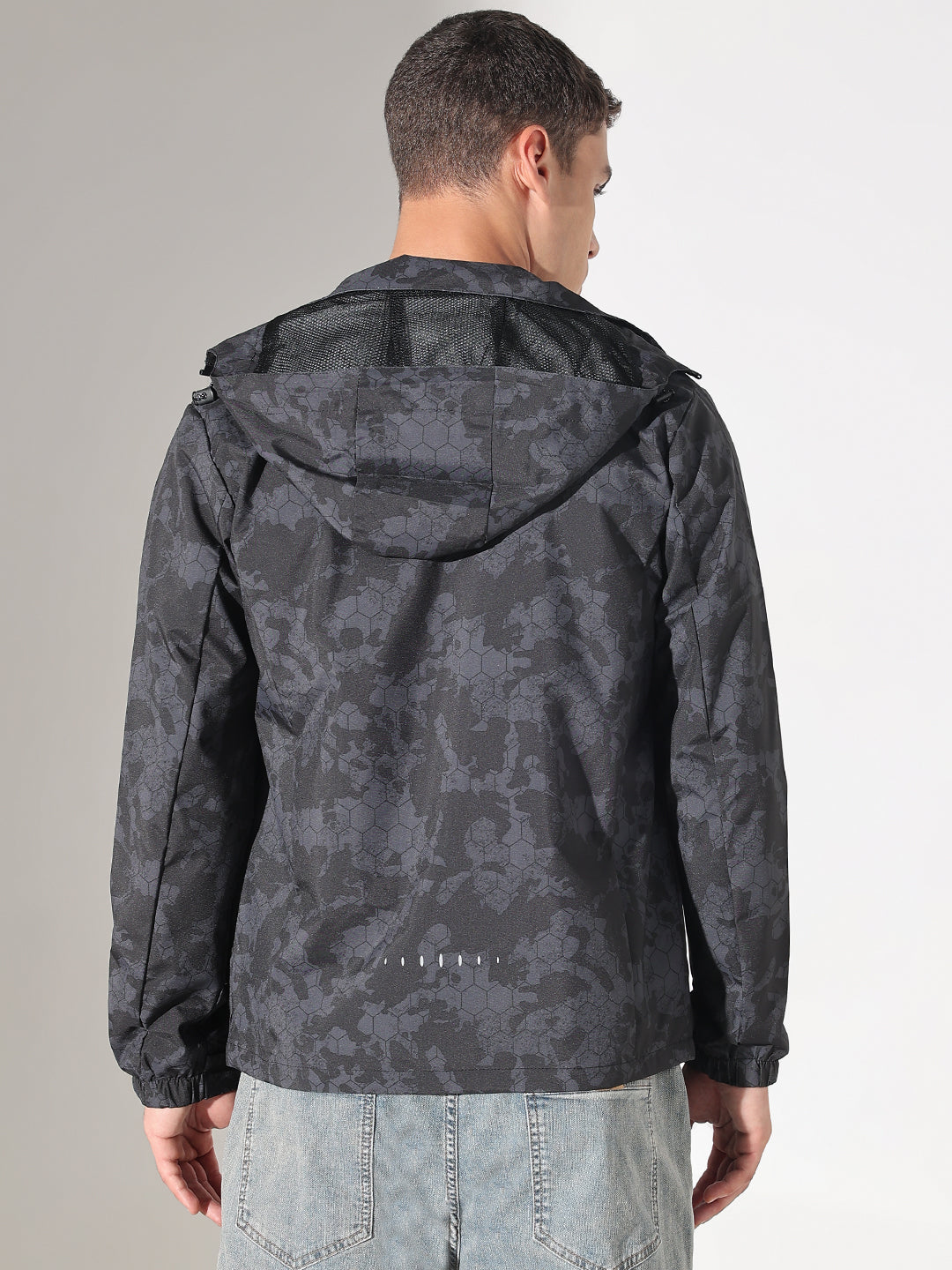 Men's Camouflage Black Jacket with Detachable Hood