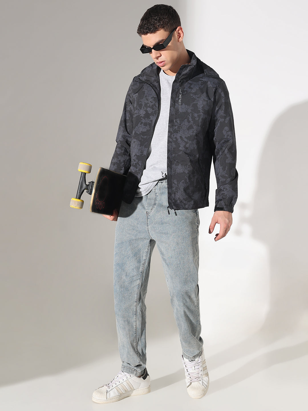 Men's Camouflage Black Jacket with Detachable Hood