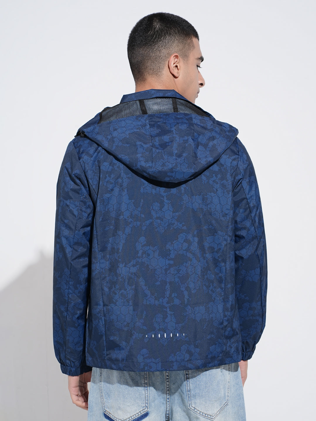 Men's Camouflage Blue Jacket with Detachable Hood