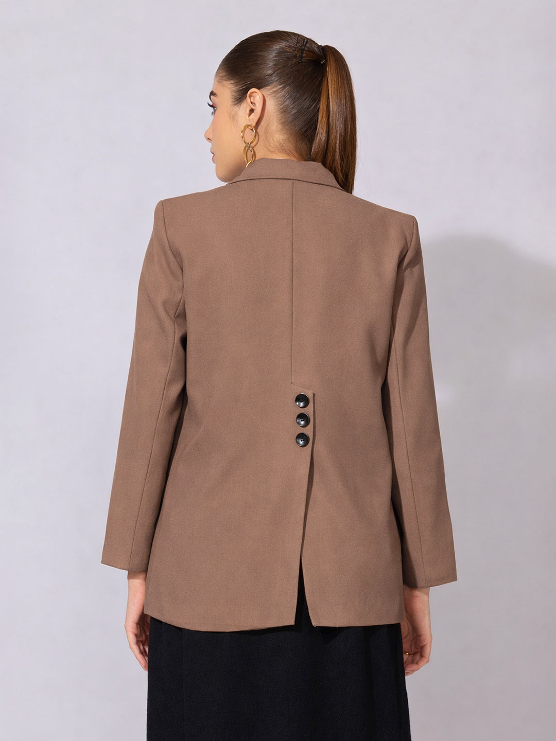 Women's Brown Single Breasted Blazer