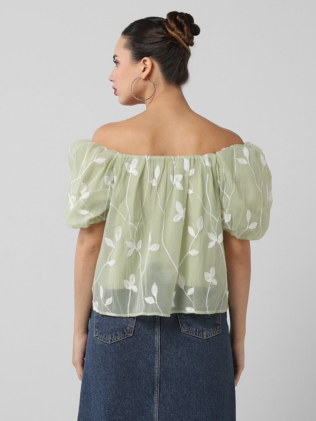 Women Green Floral Top