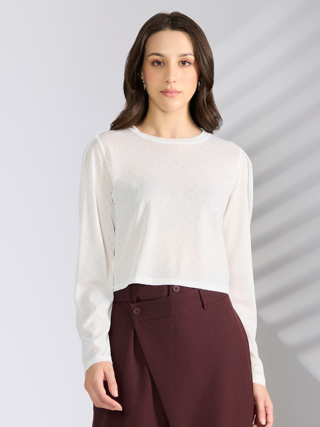 Women's Embellished White Top