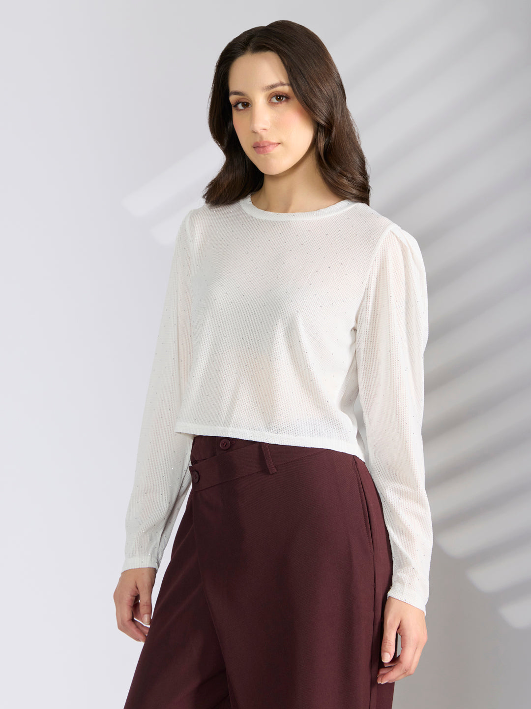 Women's Embellished White Top