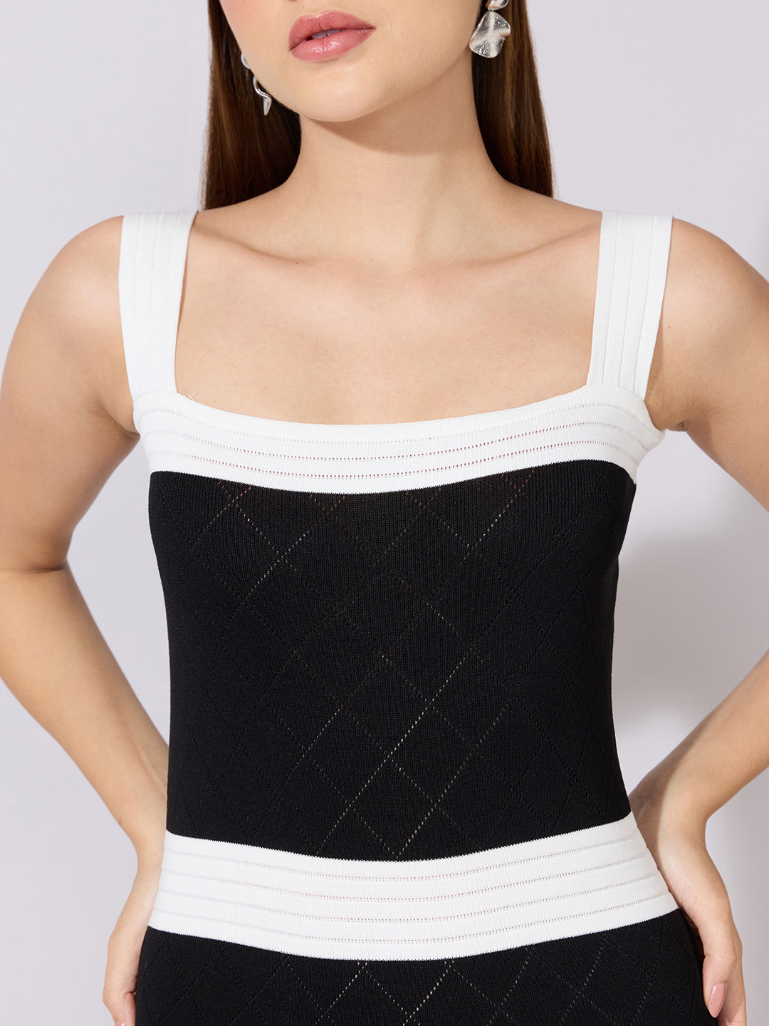 Women's Colorblock Black Bodycon Mini Dress