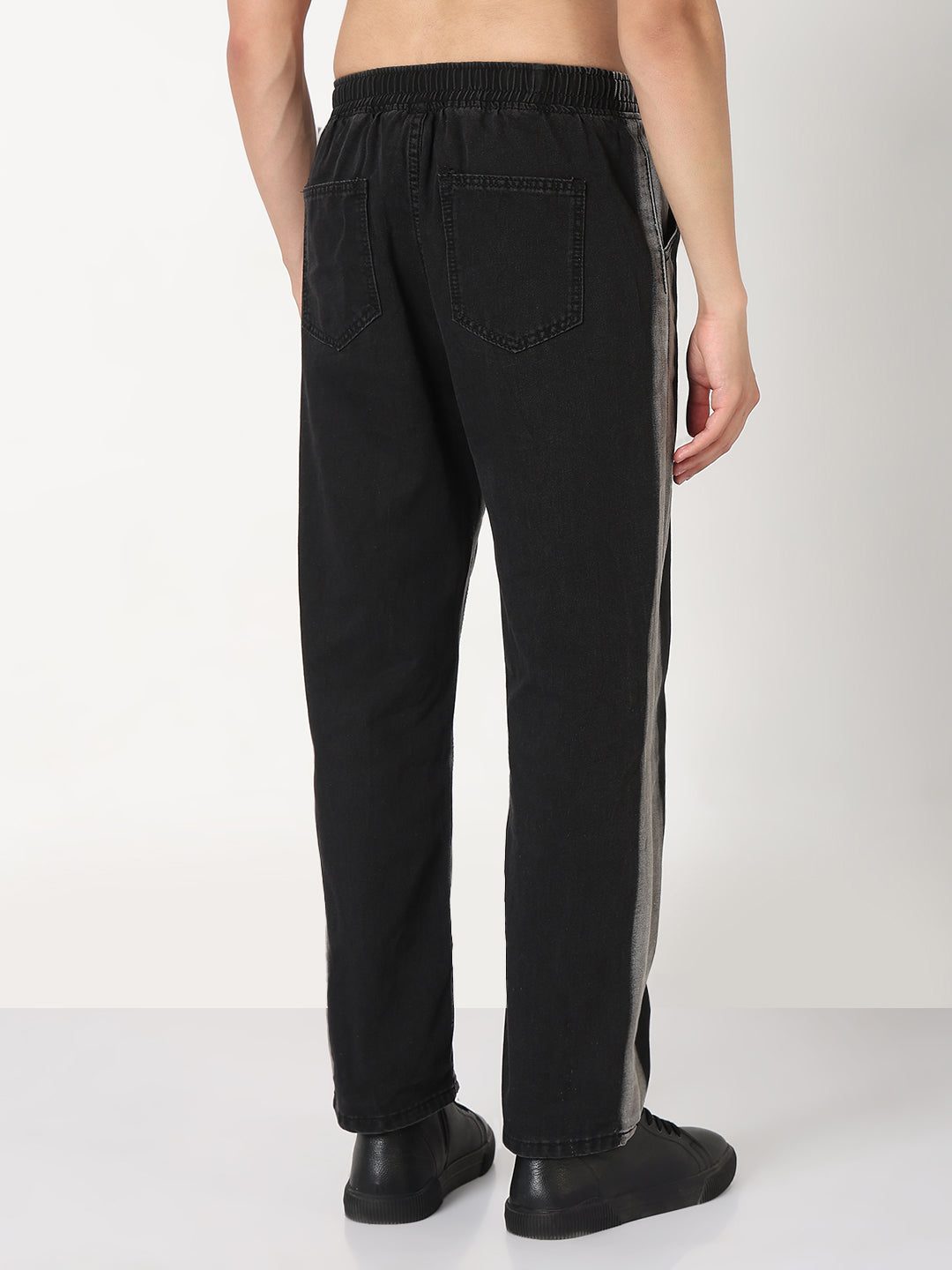 Men's Black Shaded Jeans with Drawstrings
